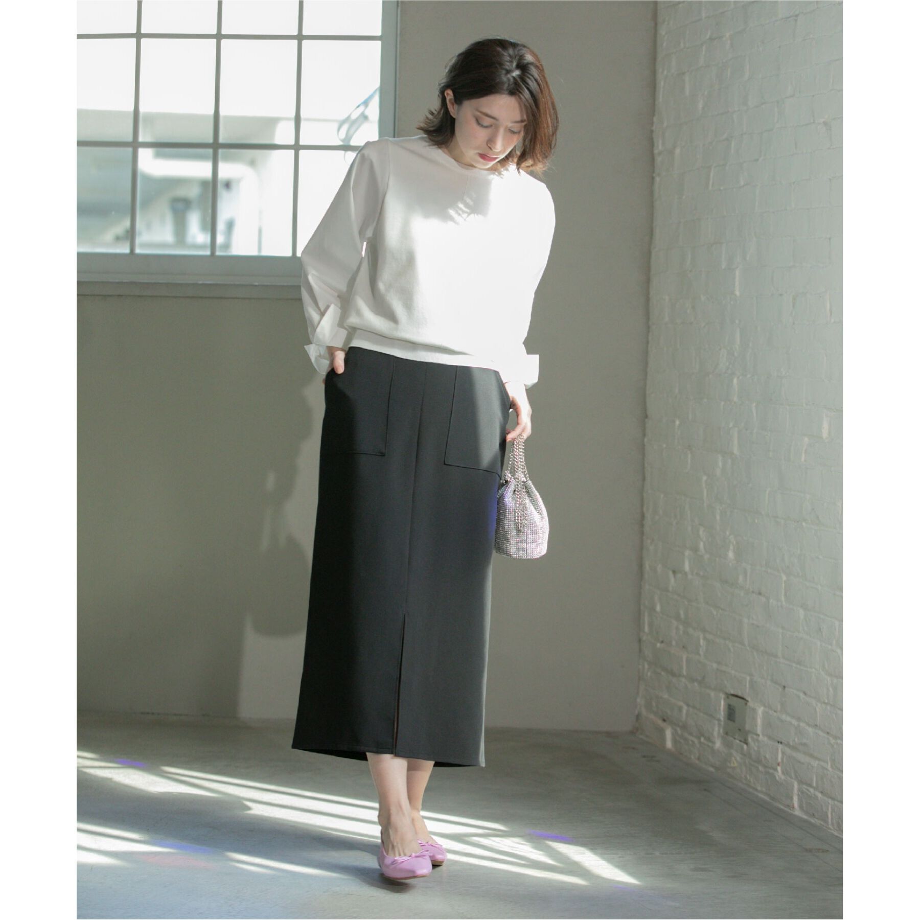 OPAQUE.CLIP「ストレッチダブルポケットタイトスカート【洗濯機洗い可/防シワ】」|スカート|