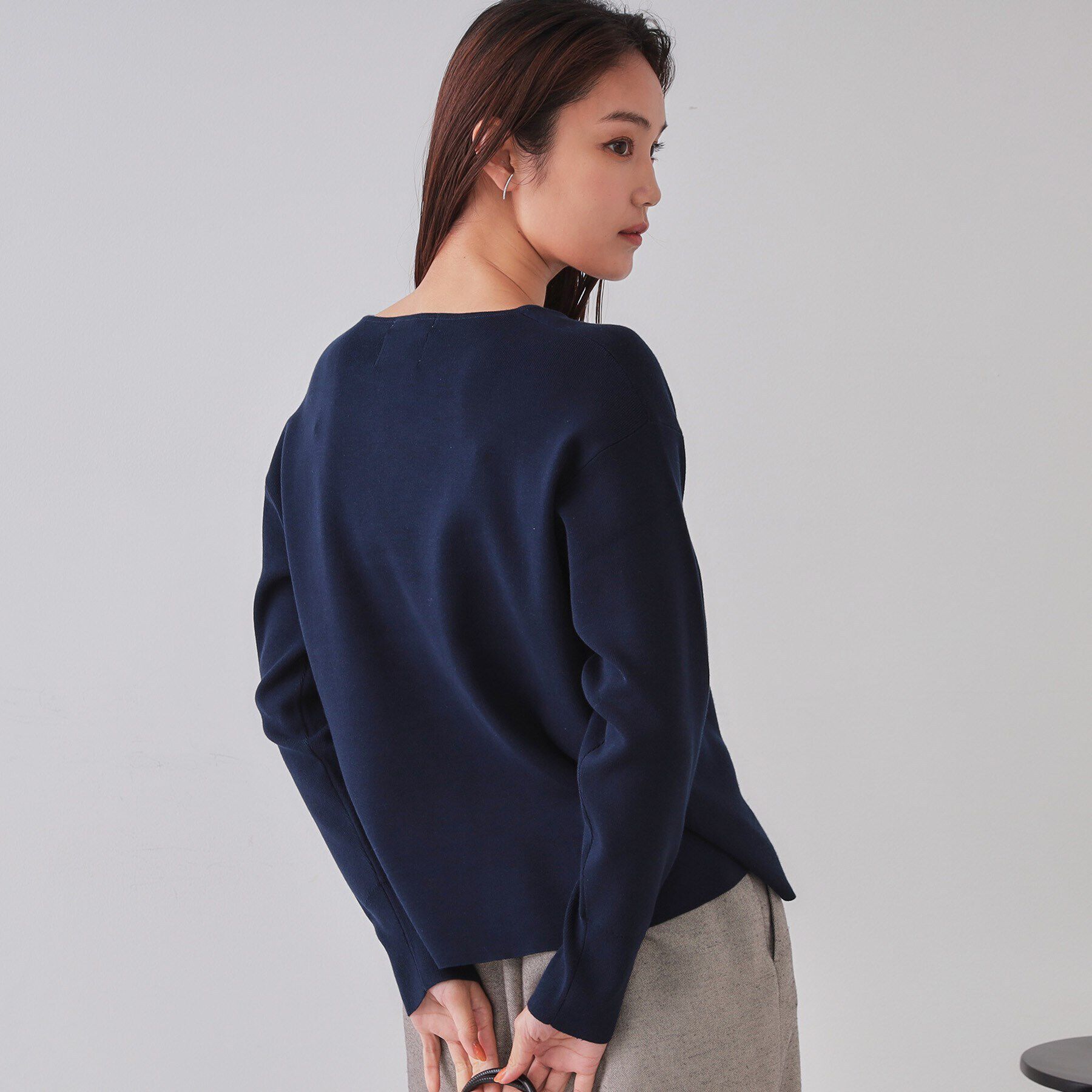 OPAQUE.CLIP「キーネックニット/オーガニックコツトン混【UV/洗濯機洗い可】」|ニット・セーター|