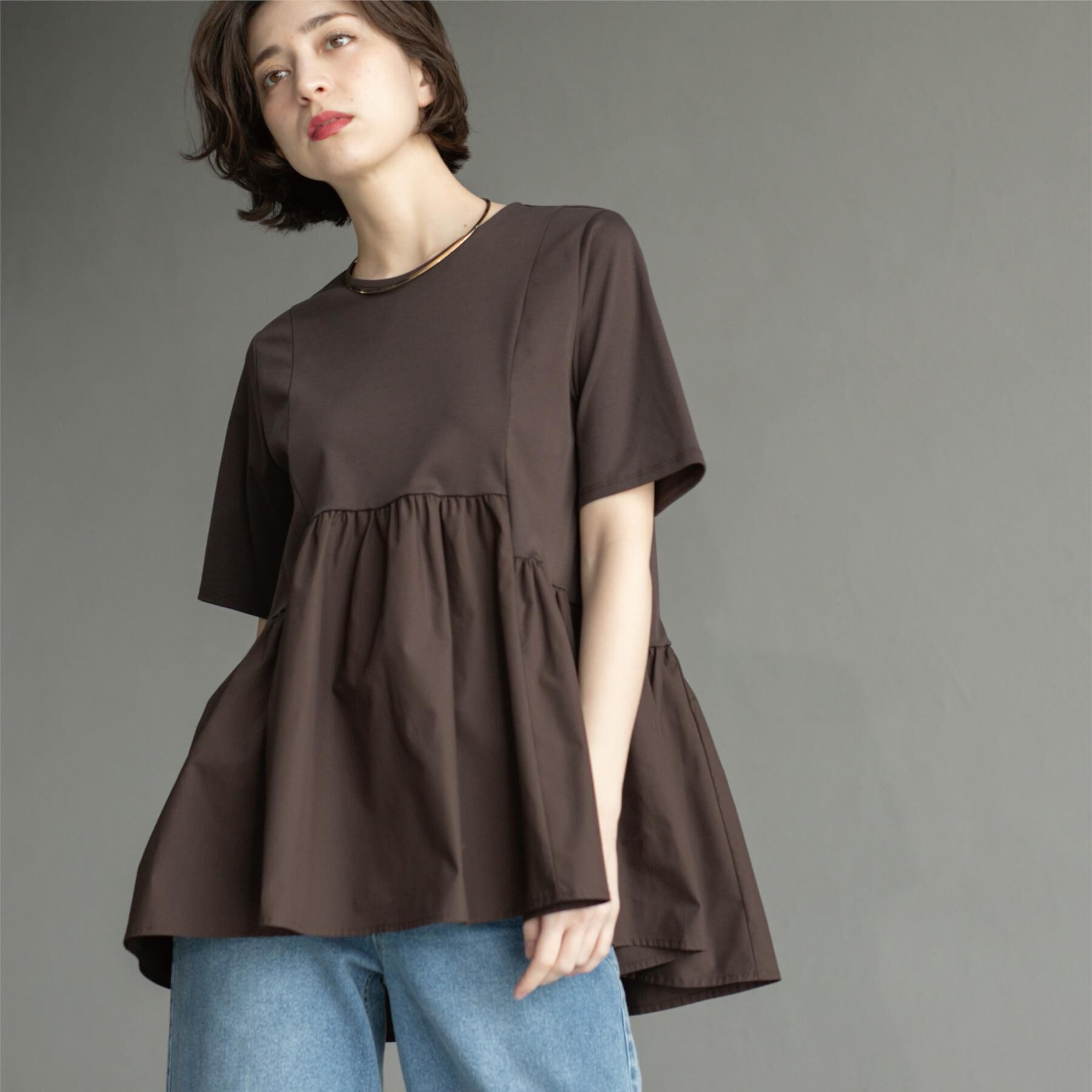 OPAQUE.CLIP「ペプラムドッキングカットソー【洗濯機洗い可】」|Tシャツ・カットソー|