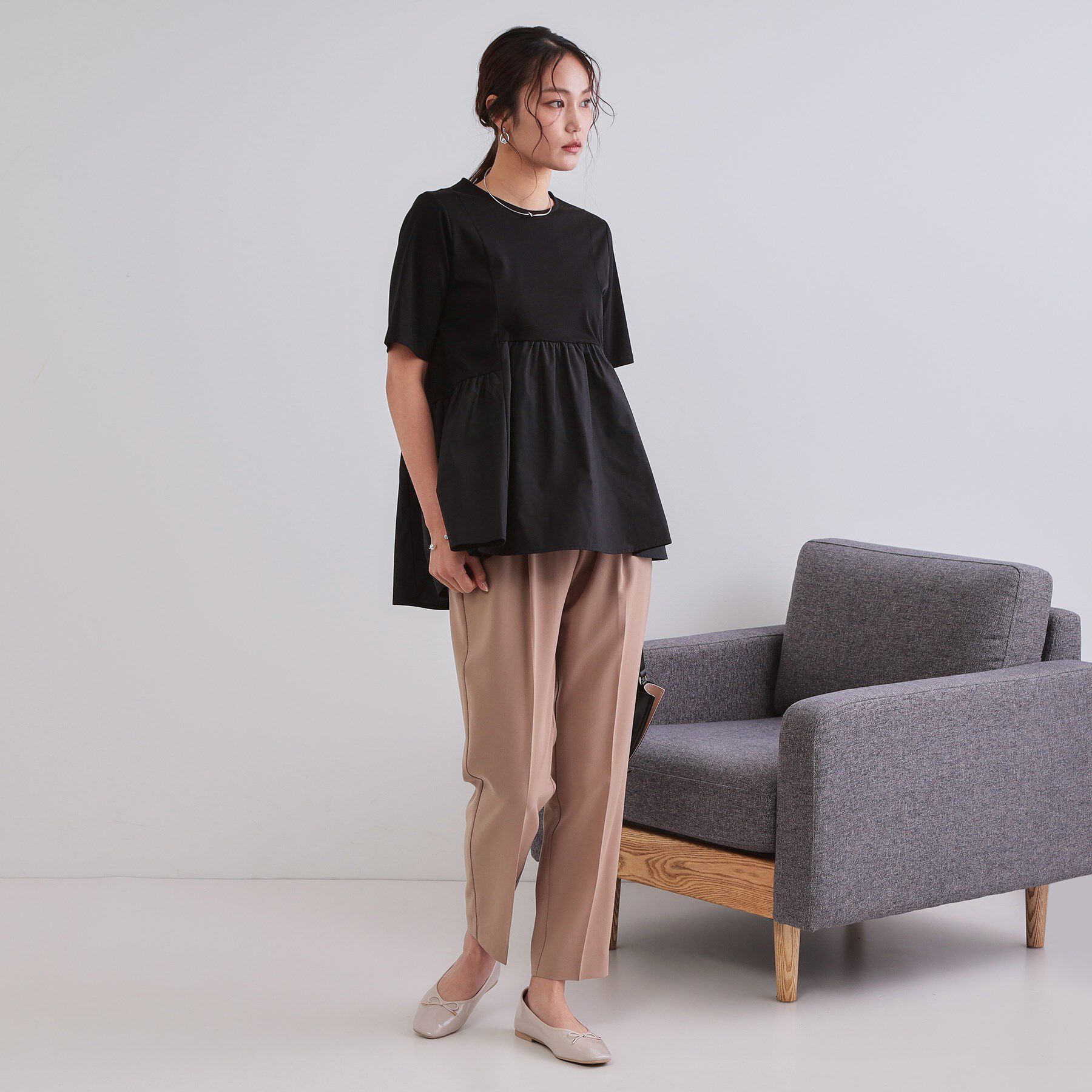 OPAQUE.CLIP「ペプラムドッキングカットソー【洗濯機洗い可】」|Tシャツ・カットソー|