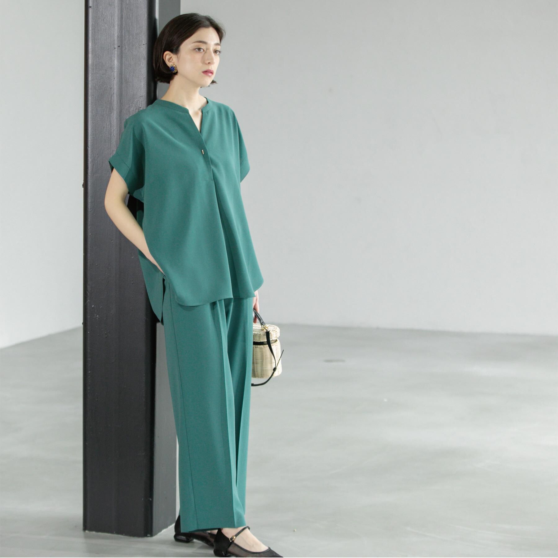 OPAQUE.CLIP「《6色展開/丈が選べる》美脚イージーワイドパンツ/セットアップ対応【ストレッチ/洗濯機洗い可/防シワ」|その他|