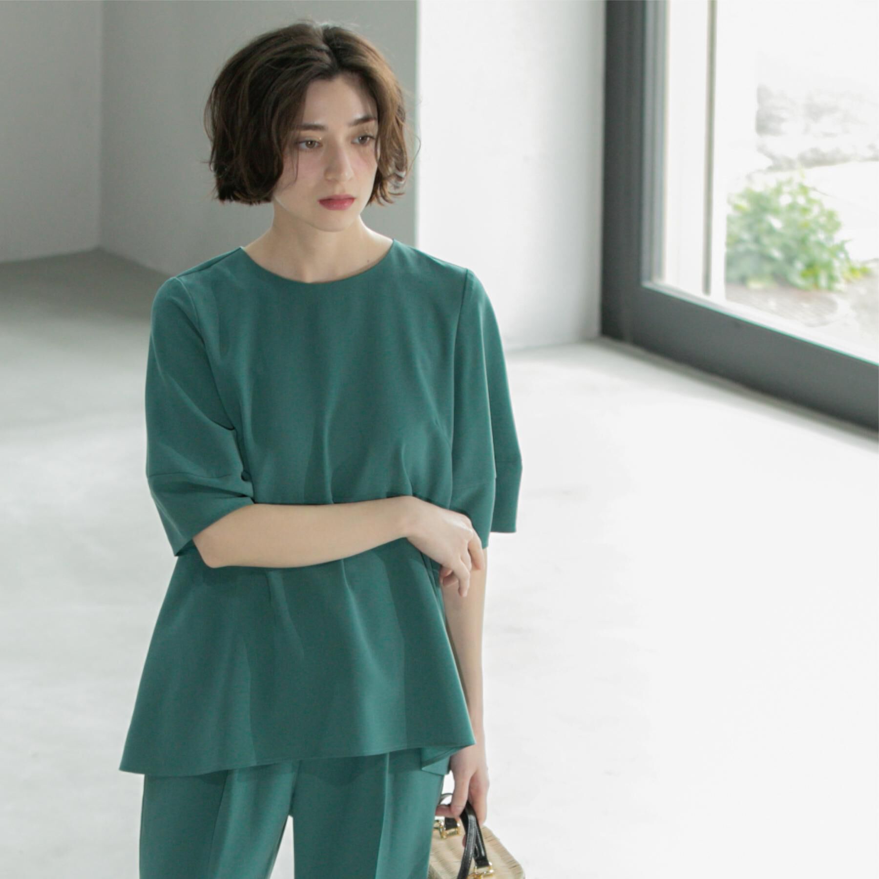 OPAQUE.CLIP「《6色展開》ストレッチペプラムブラウス/セットアップ対応【洗濯機洗い可/防シワ】」|シャツ・ブラウス|