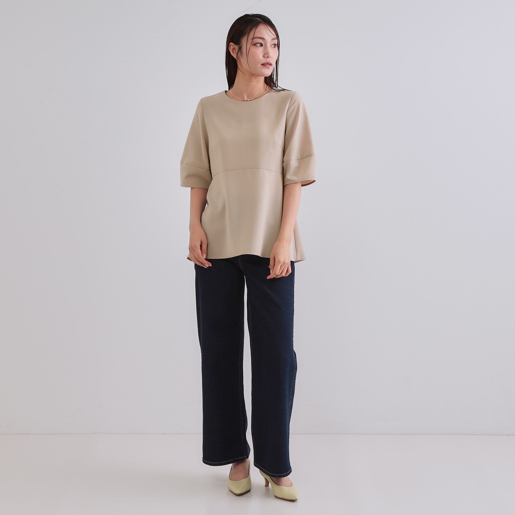 OPAQUE.CLIP「《6色展開》ストレッチペプラムブラウス/セットアップ対応【洗濯機洗い可/防シワ】」|シャツ・ブラウス|