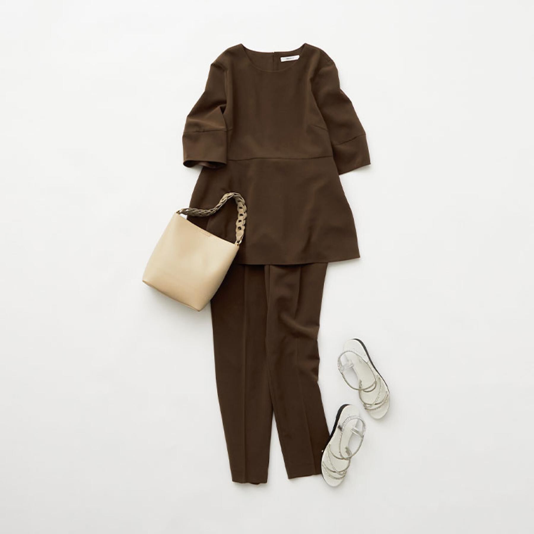 OPAQUE.CLIP「《6色展開》ストレッチペプラムブラウス/セットアップ対応【洗濯機洗い可/防シワ】」|シャツ・ブラウス|