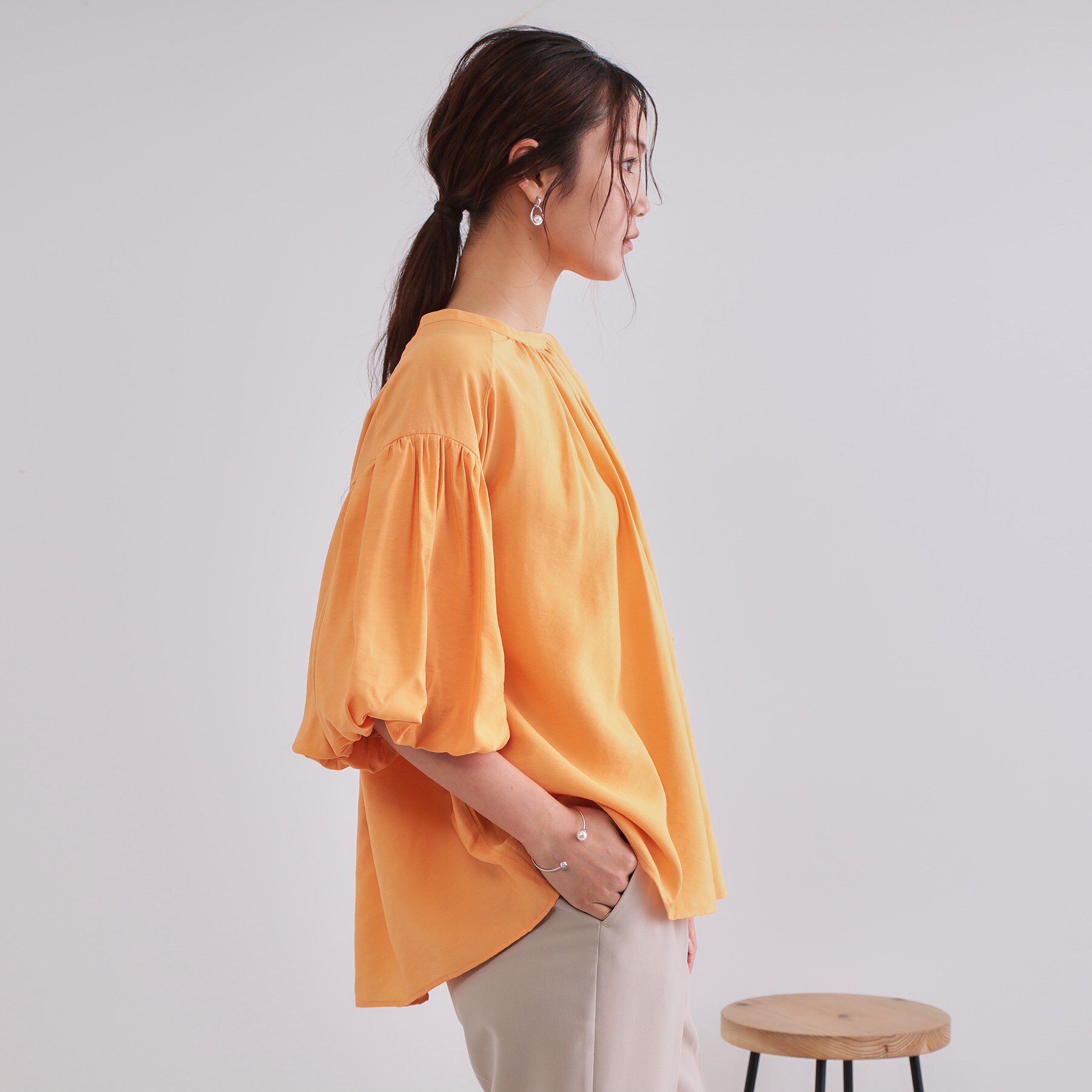 OPAQUE.CLIP「バルーンスリーブブラウス【洗濯機洗い可】」|シャツ・ブラウス|
