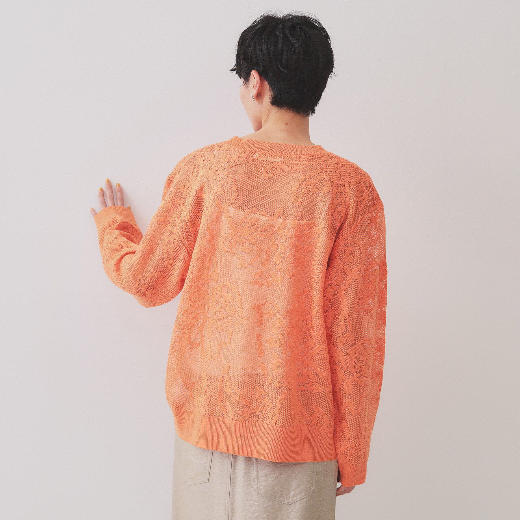 OPAQUE.CLIP「フワラー柄シアーメッシュニット【洗濯機洗い可】」|ニット・セーター|