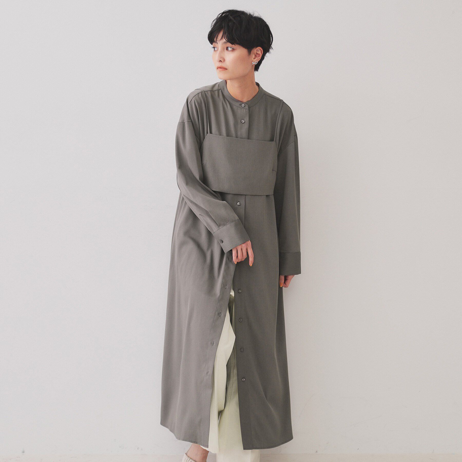 OPAQUE.CLIP「《andGIRL掲載》ビスチェセットシャツワンピース【洗濯機洗い可】」|ワンピース|