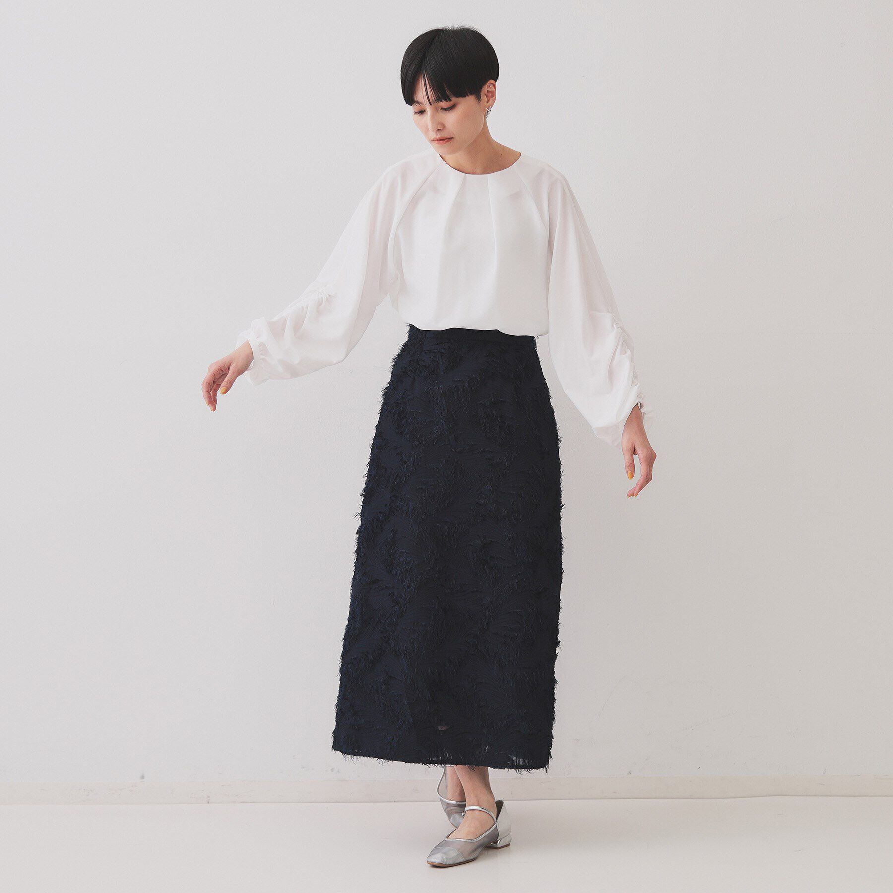 OPAQUE.CLIP「フリンジジャーカードナロースカート【洗える】」|スカート|