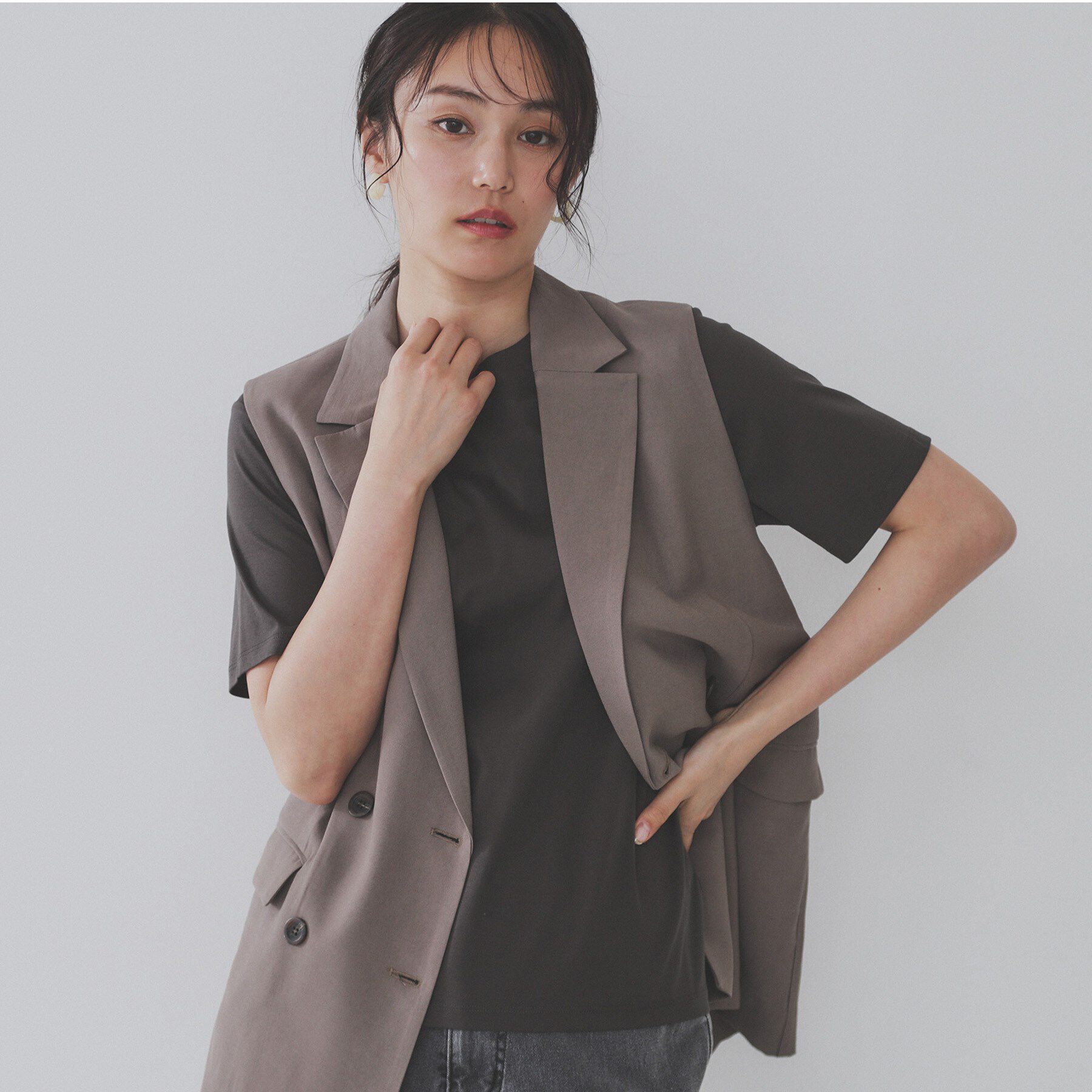 OPAQUE.CLIP「《5色展開/SS-LLサイズ》ベーシッククルーネックTシャツ【接触冷感/洗濯機洗い可】」|Tシャツ・カットソー|