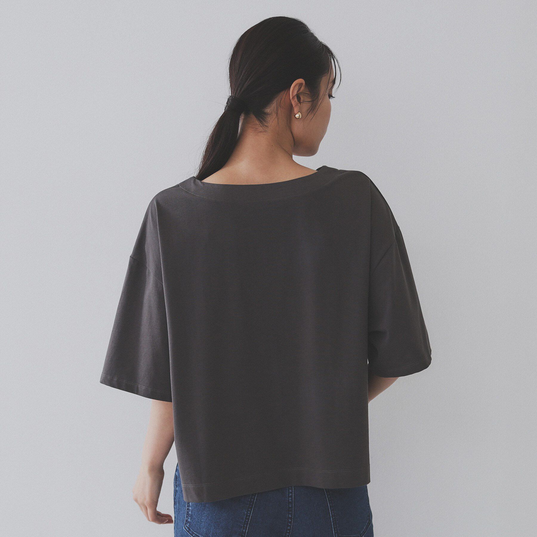 OPAQUE.CLIP「ボートネックショートTシャツ【洗濯機洗い可】」|Tシャツ・カットソー|