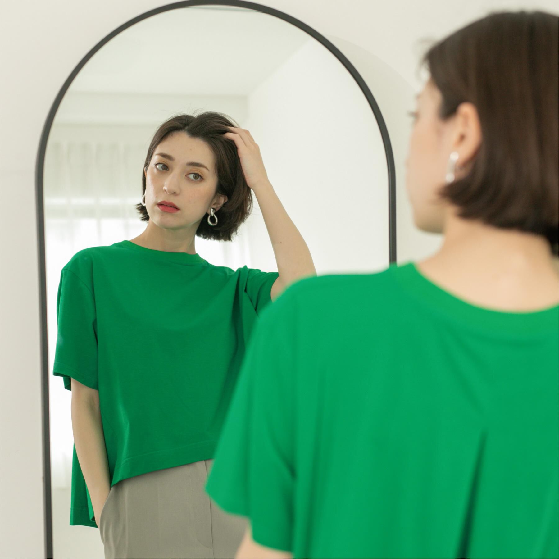 OPAQUE.CLIP「バックフレアショートTシャツ【洗濯機洗い可】」|Tシャツ・カットソー|