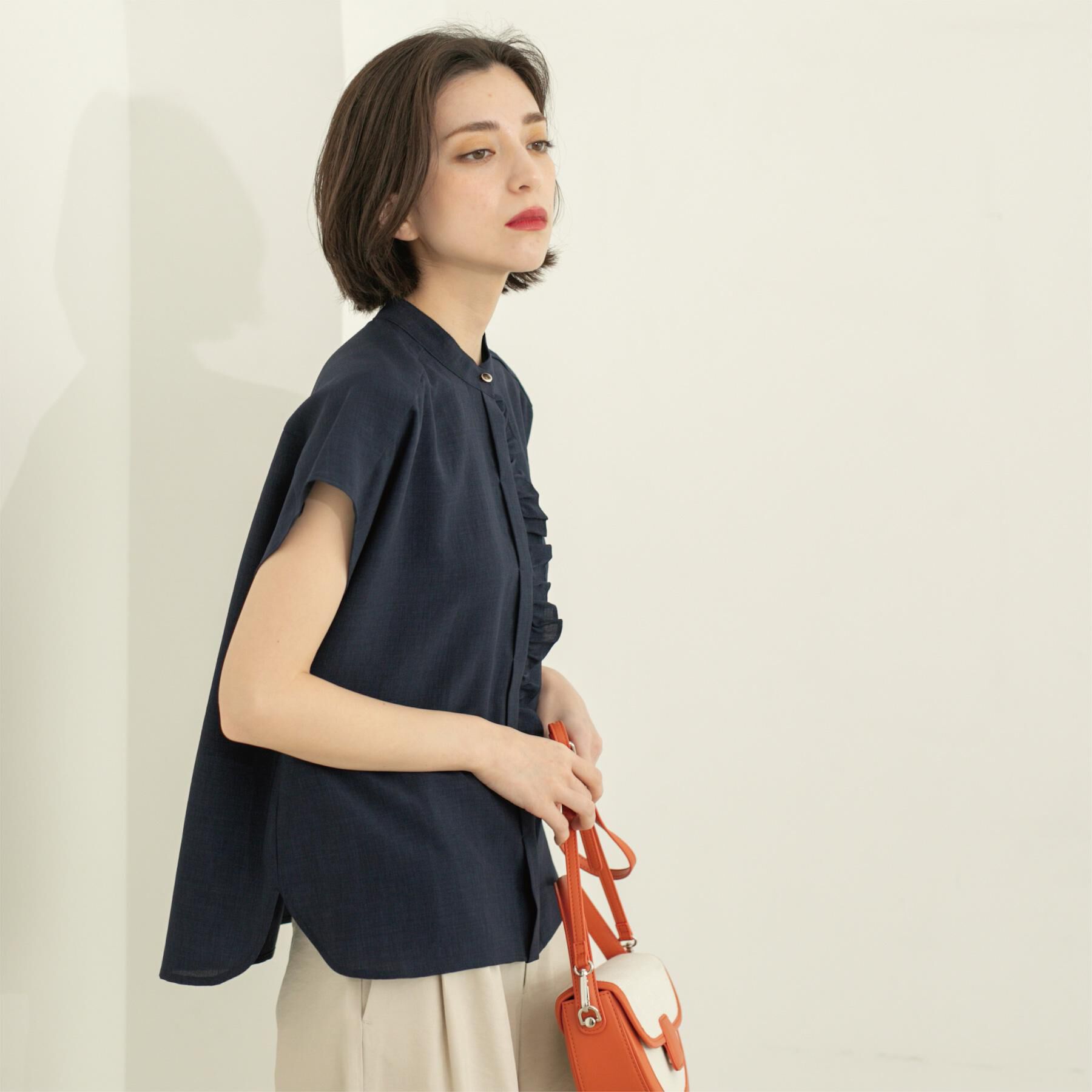 OPAQUE.CLIP「リネンライクフロントフリルブラウス【洗濯機洗い可/吸水速乾/接触冷感】」|シャツ・ブラウス|