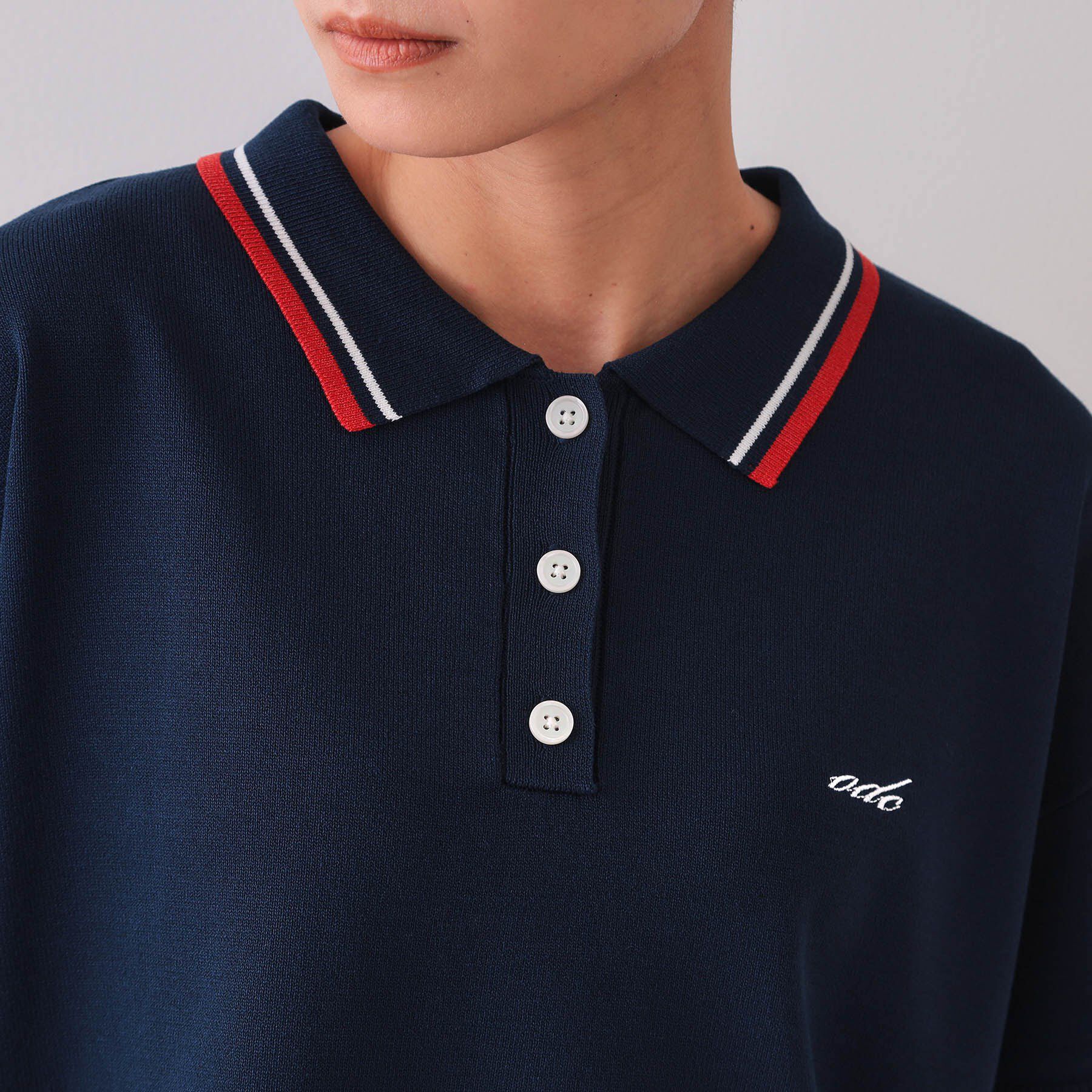 OPAQUE.CLIP「ロゴ刺繍ポロニット【洗濯機洗い可／抗ピル】」|ニット・セーター|