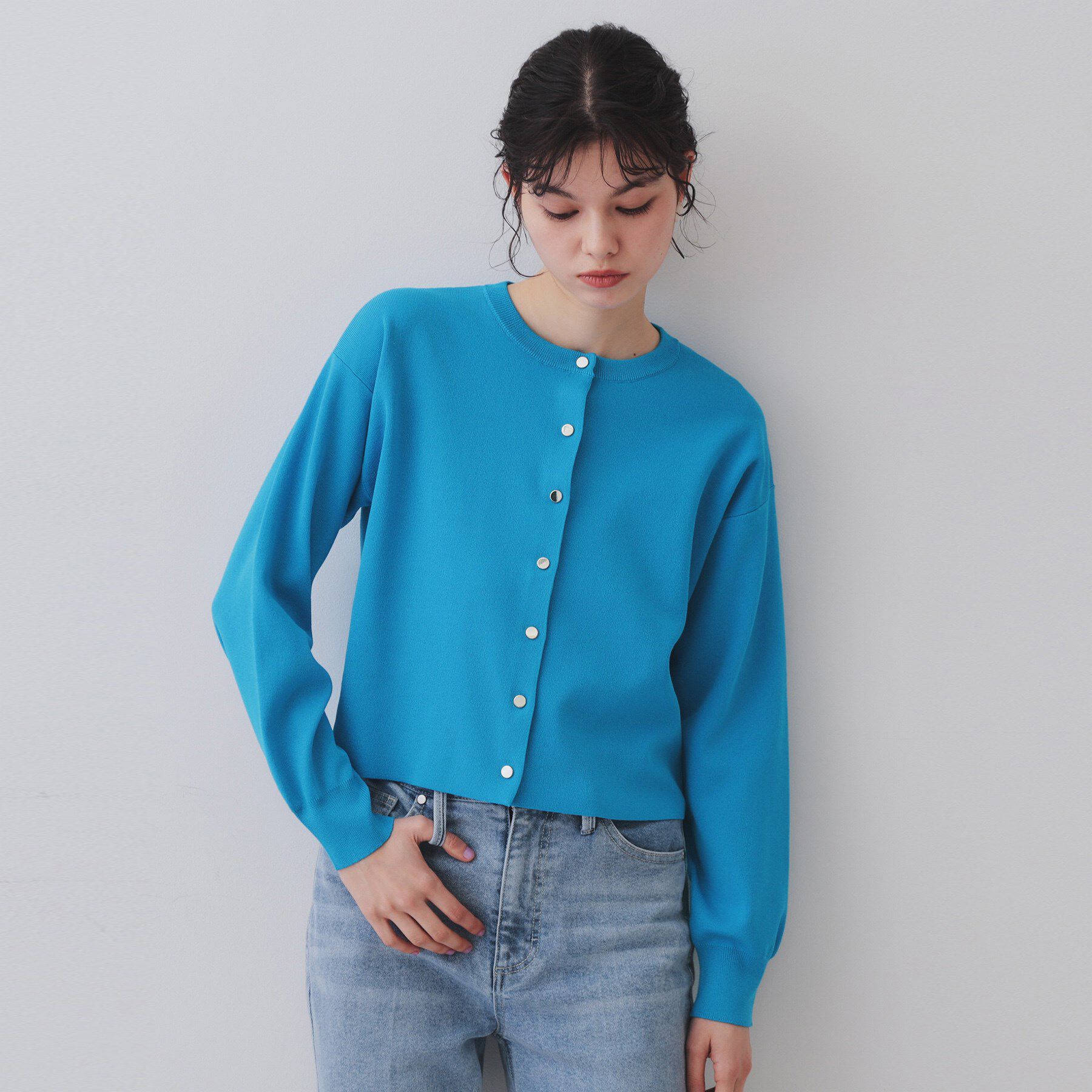 OPAQUE.CLIP「スナップボタンショートニットカーディガン【洗濯機洗い可/抗ピル】」|カーディガン|