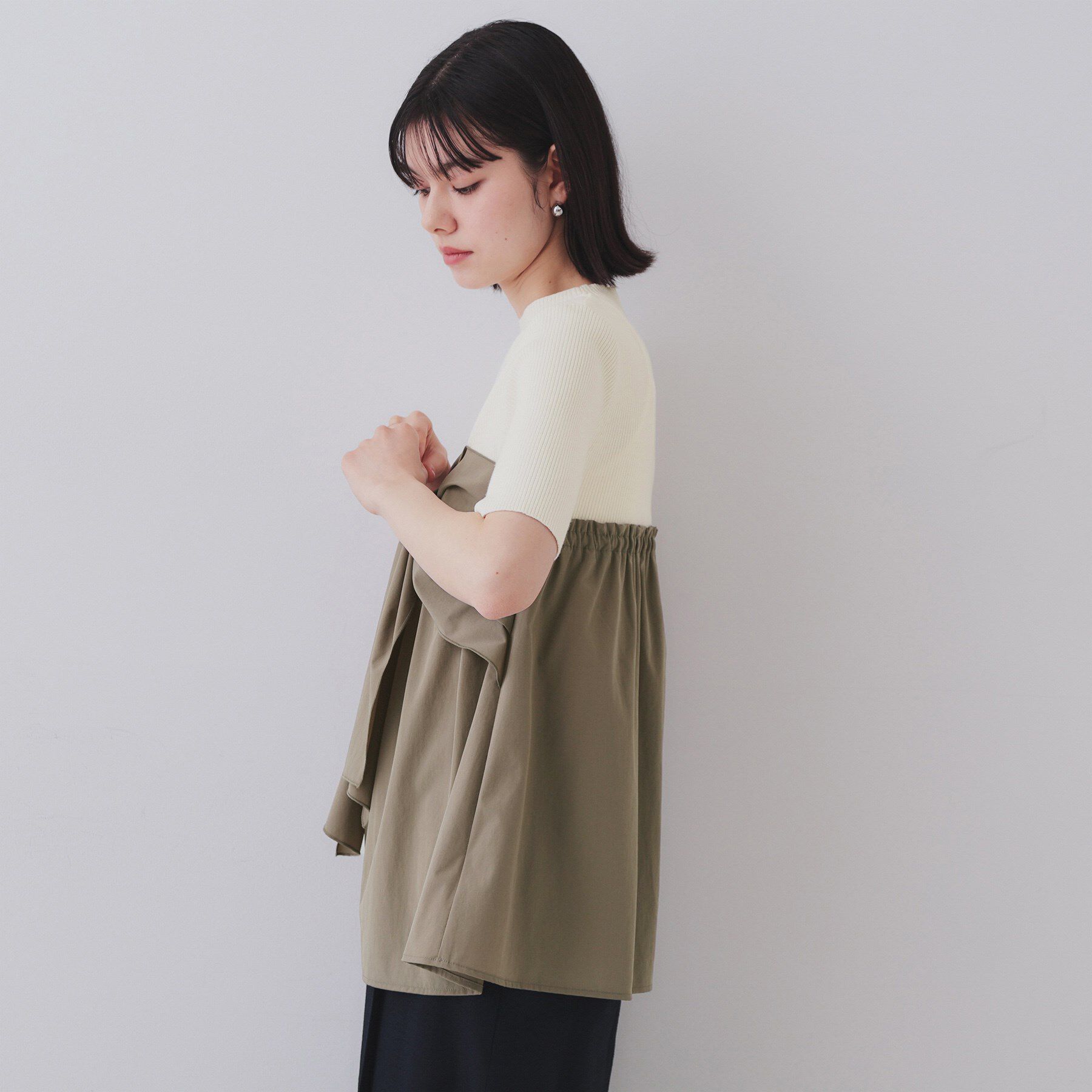 OPAQUE.CLIP「リボンビスチェドッキングニット【洗濯機洗い可】」|ニット・セーター|