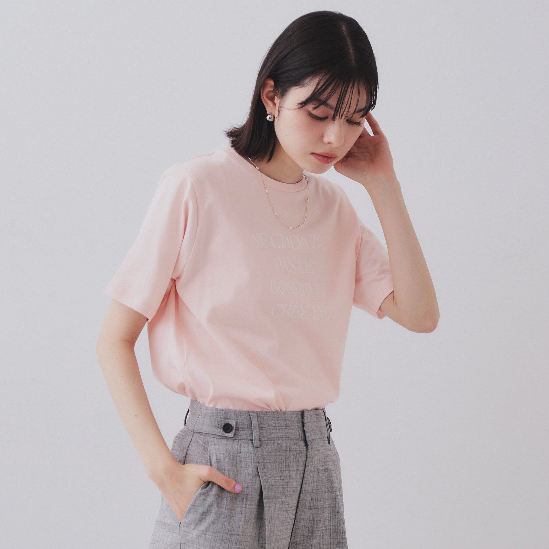 OPAQUE.CLIP「アソートロゴTシャツ【洗濯機洗い可】」|Tシャツ・カットソー|ライトピンク(170