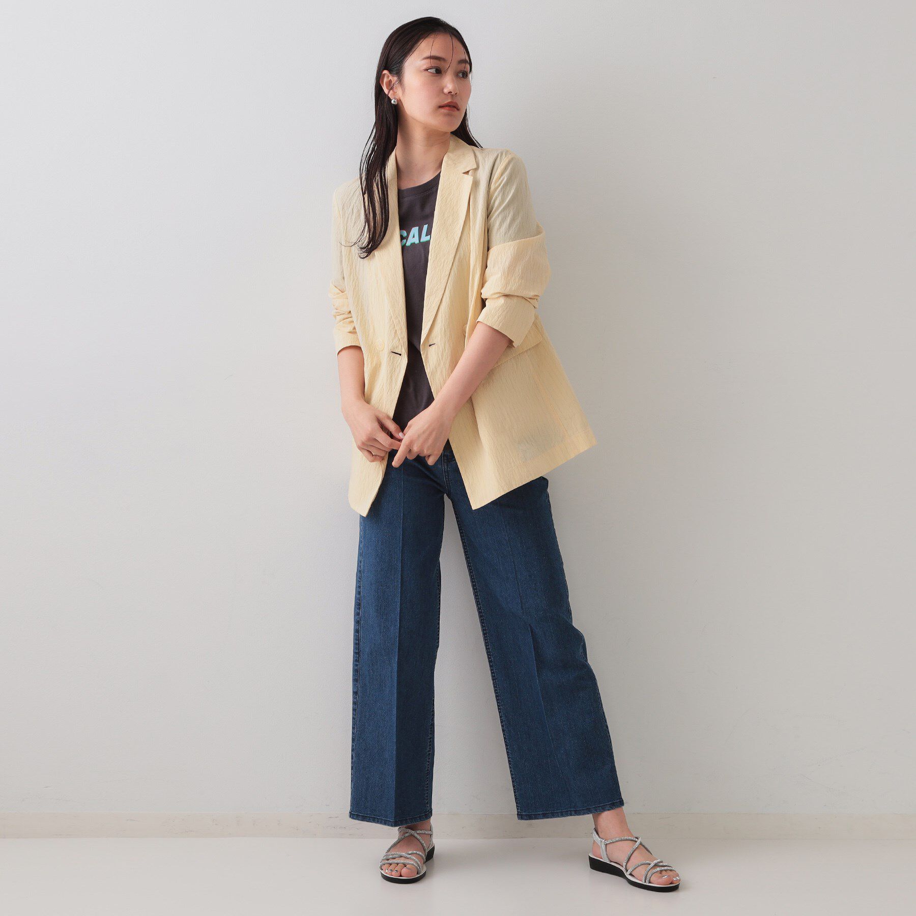 OPAQUE.CLIP「シアーストライプテーラードジャケット【洗濯機洗い可】」|テーラードジャケット|