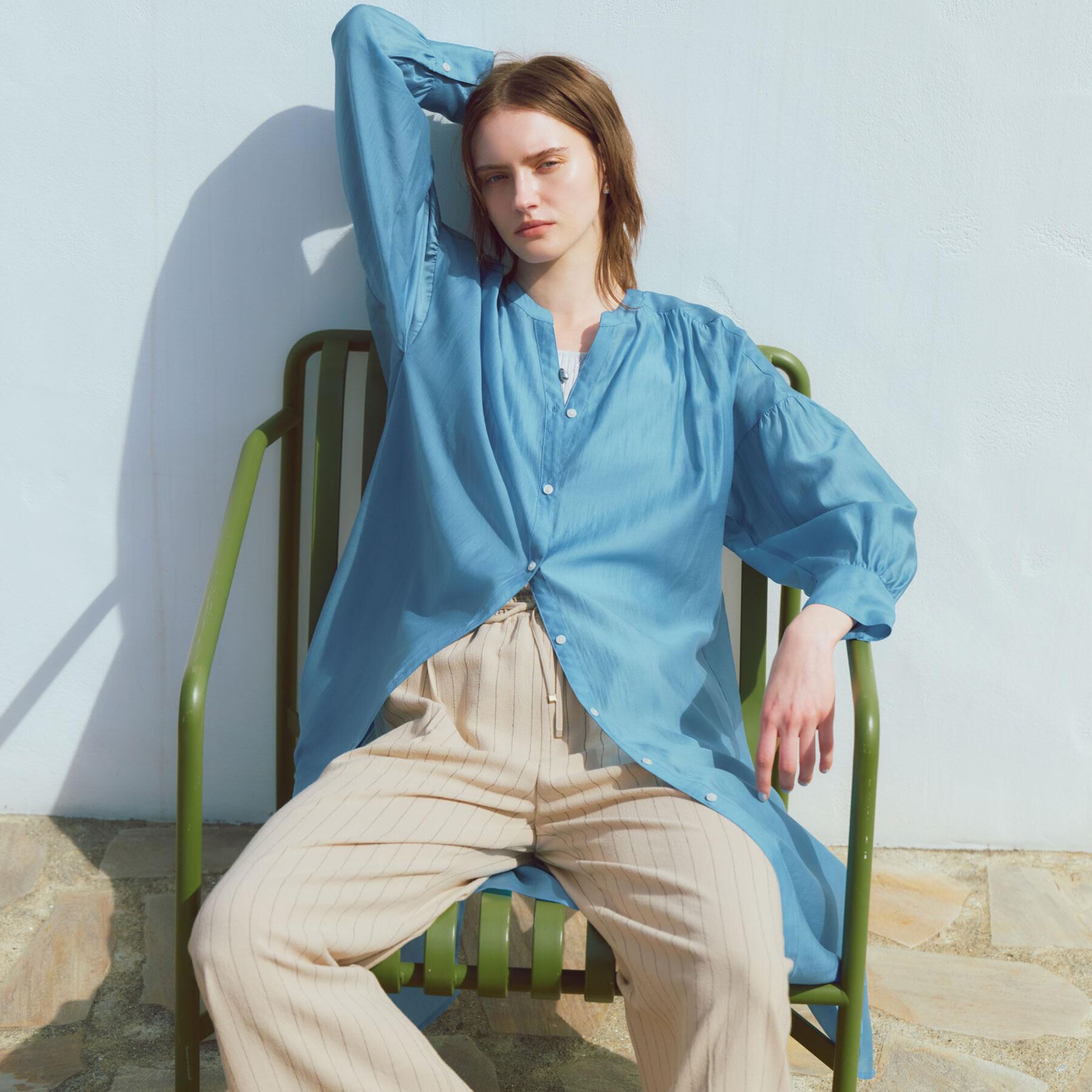 OPAQUE.CLIP「シアーシャツワンピース【洗濯機洗い可】」|ワンピース|