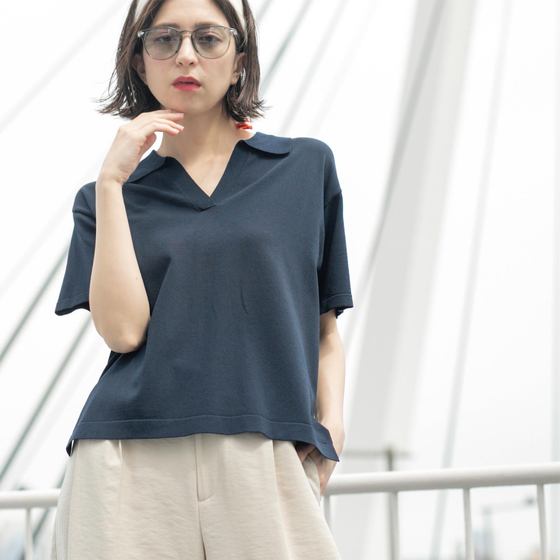 OPAQUE.CLIP「スキッパーニット【UV/接触冷感/抗ピル/洗濯機洗い可】」|ニット・セーター|