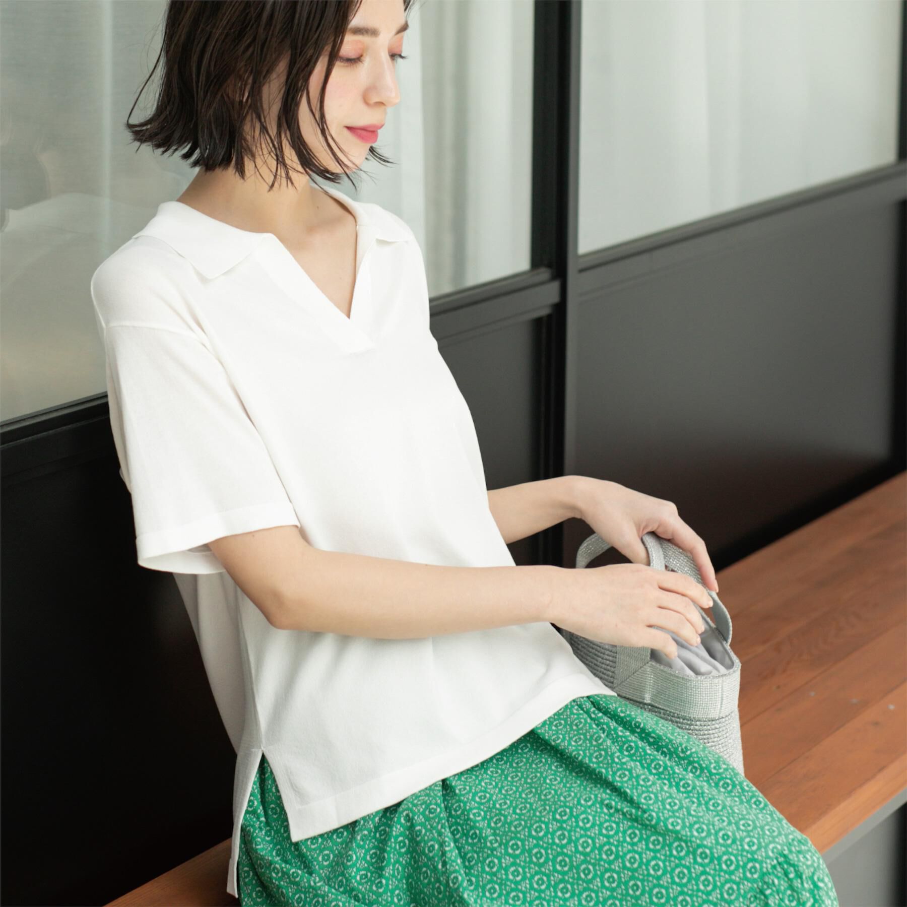 OPAQUE.CLIP「スキッパーニット【UV/接触冷感/抗ピル/洗濯機洗い可】」|ニット・セーター|