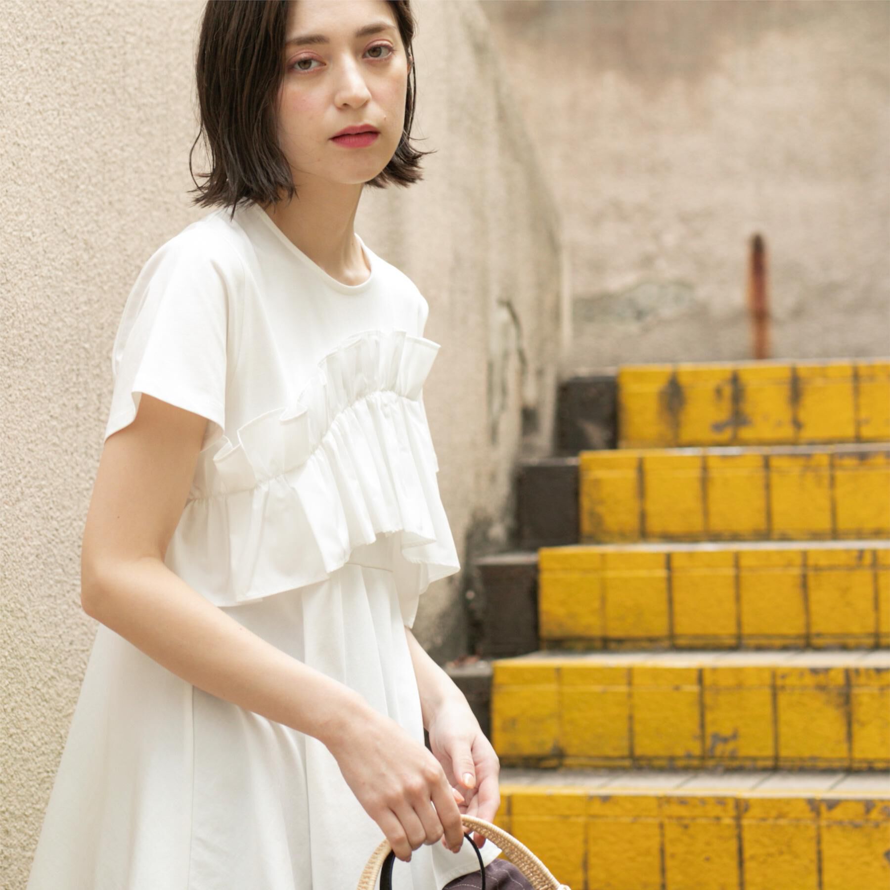 OPAQUE.CLIP「フリルドッキングペプラムトップス【接触冷感/洗濯機洗い可】」|Tシャツ・カットソー|