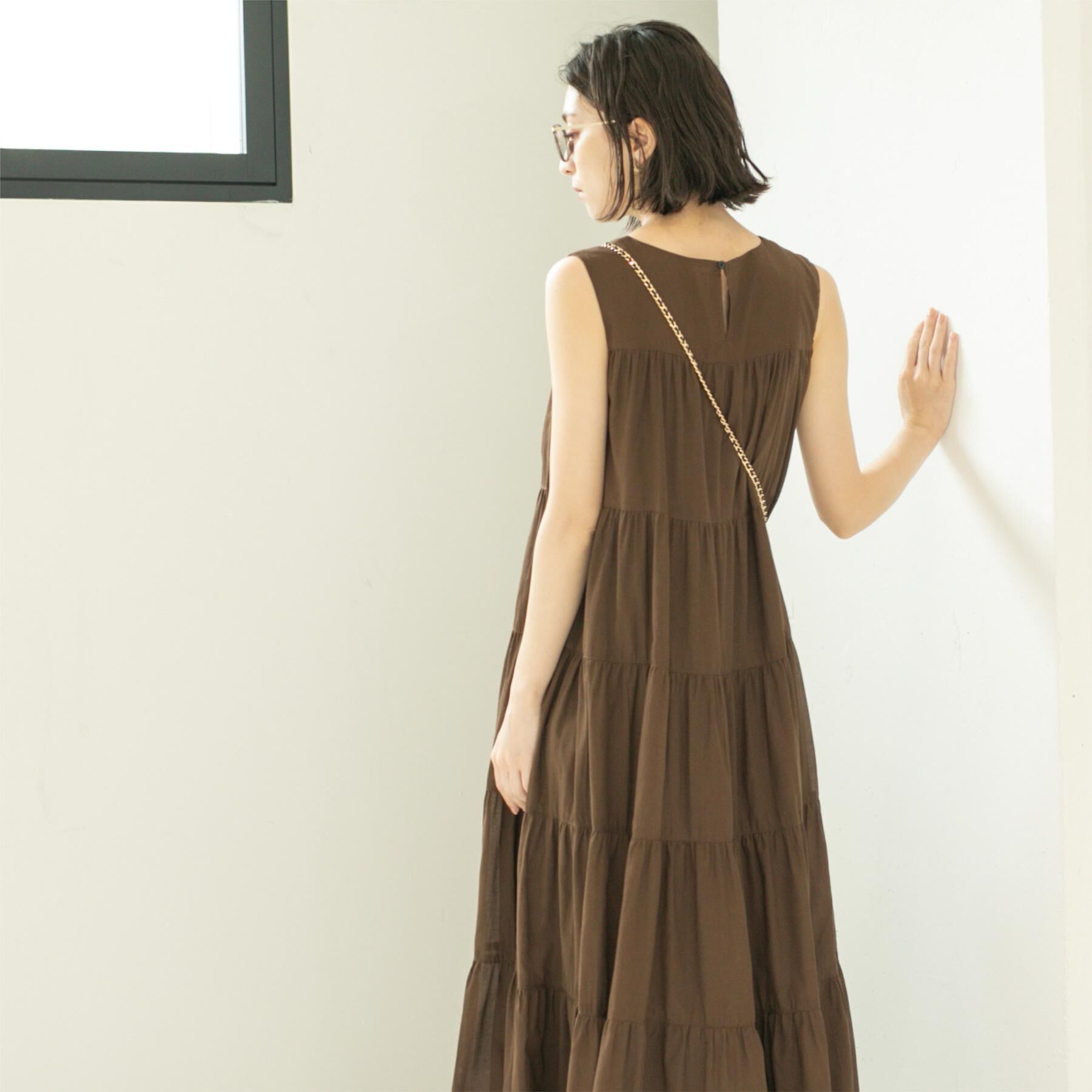 OPAQUE.CLIP「《Can Cam掲載》ティアードマキシドレス/オーガニックコットン混【洗濯機洗い可】」|ワンピース|