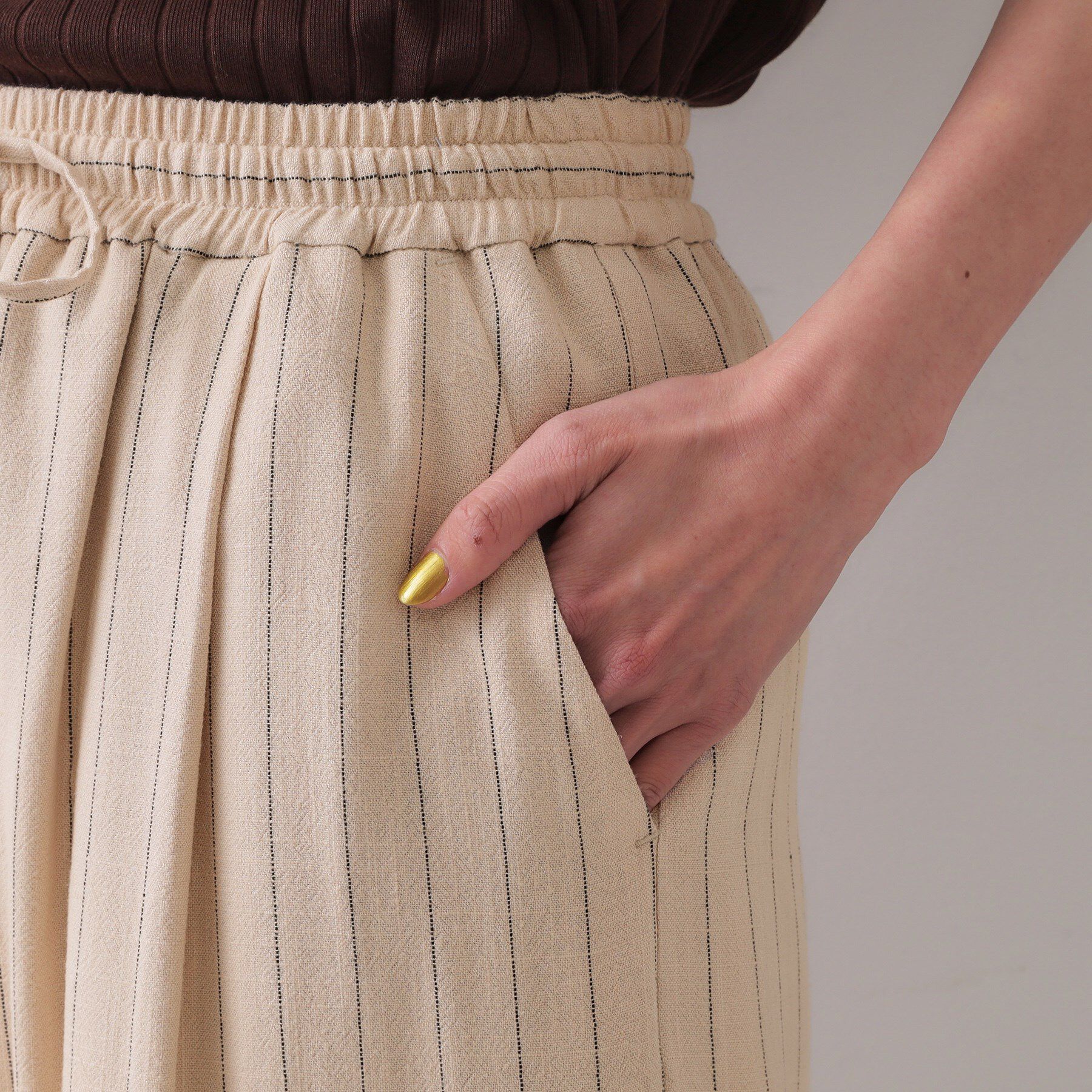 OPAQUE.CLIP「麻混ストライプイージーワイドパンツ【洗濯機洗い可】」|その他|