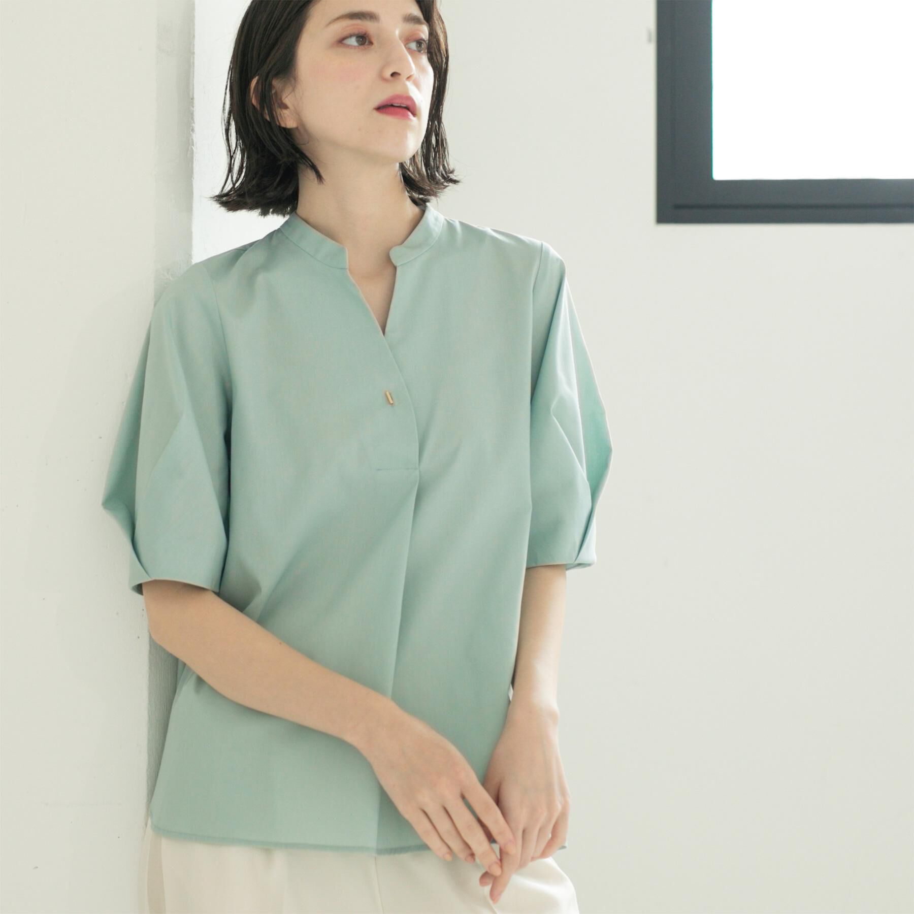 OPAQUE.CLIP「スキッパータックスリーブブラウス【洗濯機洗い可】」|シャツ・ブラウス|