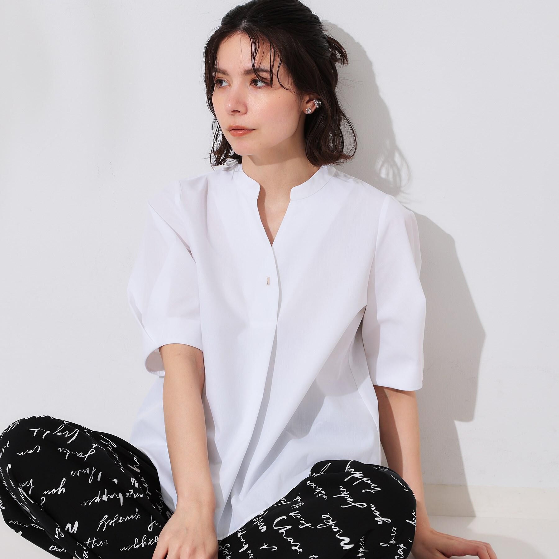 OPAQUE.CLIP「スキッパータックスリーブブラウス【洗濯機洗い可】」|シャツ・ブラウス|