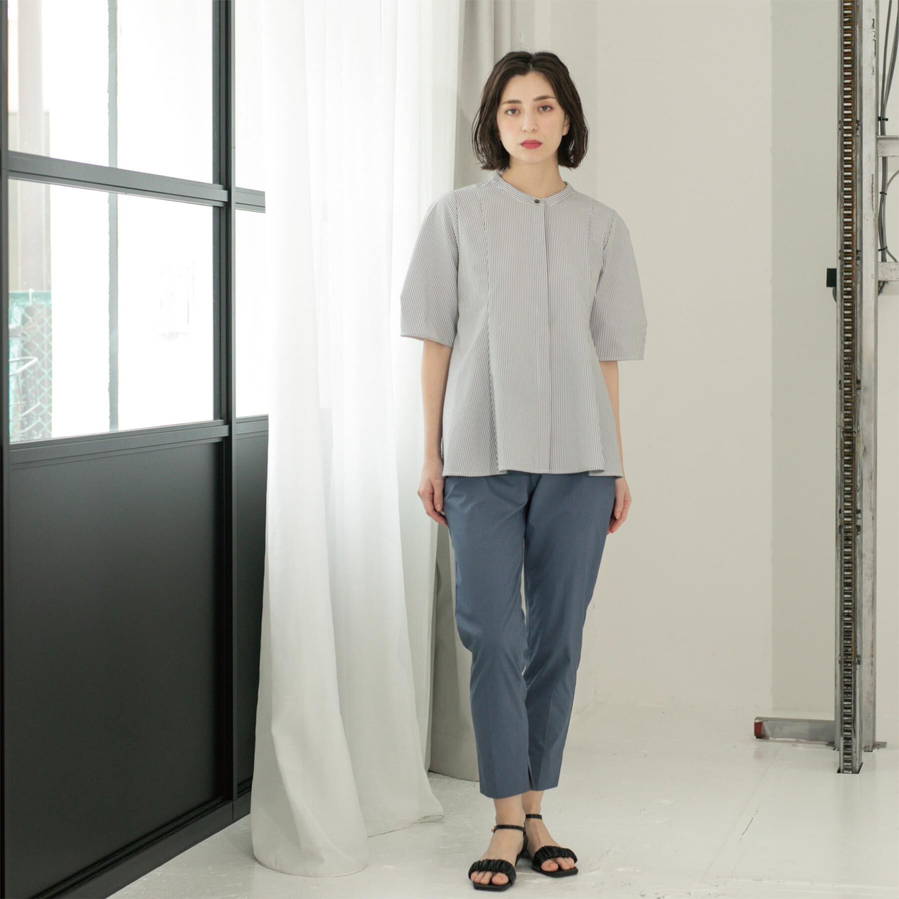 OPAQUE.CLIP「サッカーストライプペプラムブラウス【吸水速乾/イージーアイロン/洗濯機洗い可】」|シャツ・ブラウス|