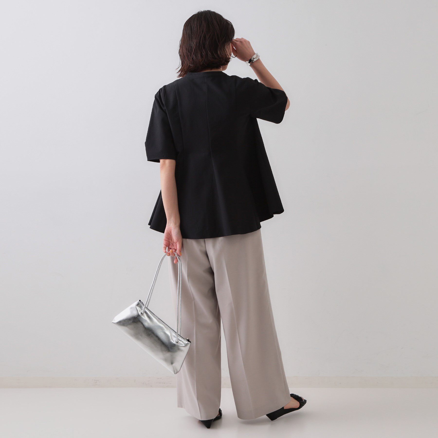 OPAQUE.CLIP「サッカーストライプペプラムブラウス【吸水速乾/イージーアイロン/洗濯機洗い可】」|シャツ・ブラウス|