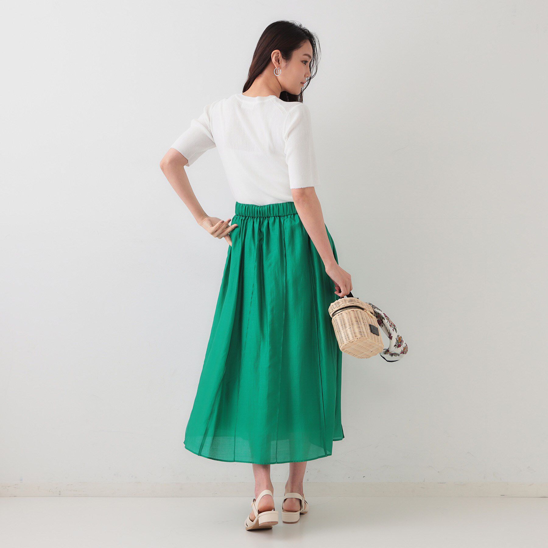 OPAQUE.CLIP「シアーリブハーフスリーブニット【洗濯機洗い可/抗ピル】」|ニット・セーター|