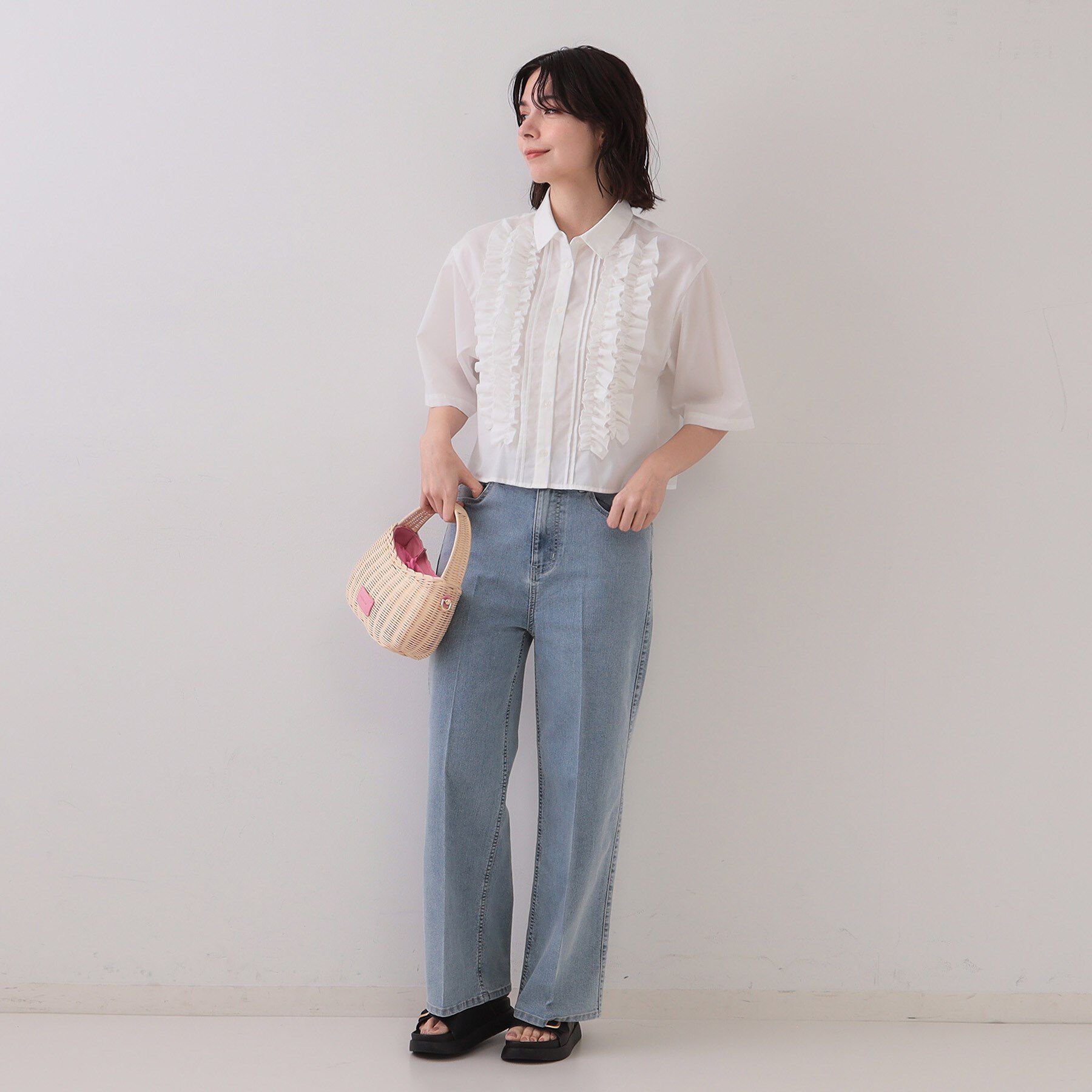 OPAQUE.CLIP「フリルショートシャツ【洗濯機洗い可】」|シャツ・ブラウス|