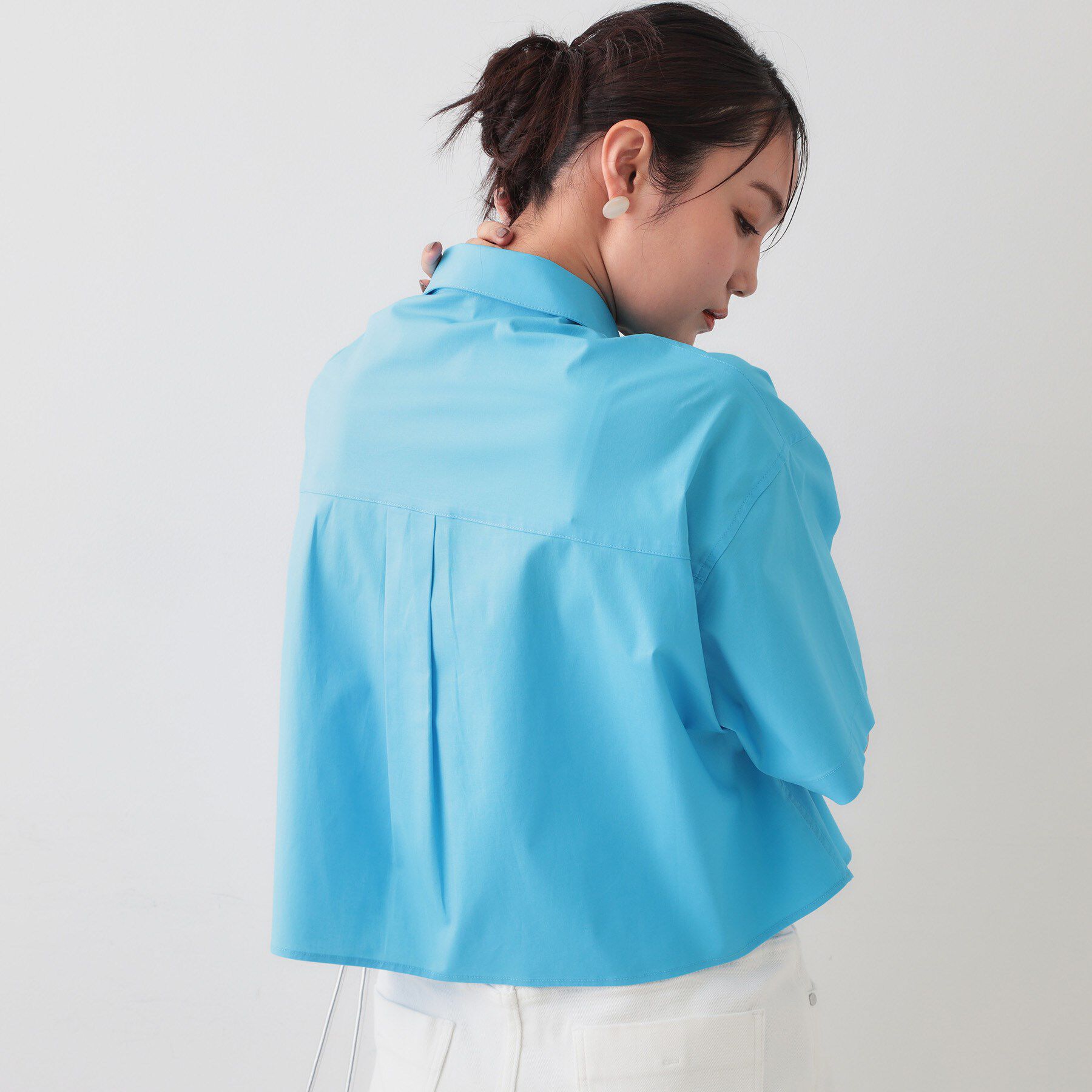 OPAQUE.CLIP「クロップドハーフスリーブシャツ【洗濯機洗い可】」|シャツ・ブラウス|