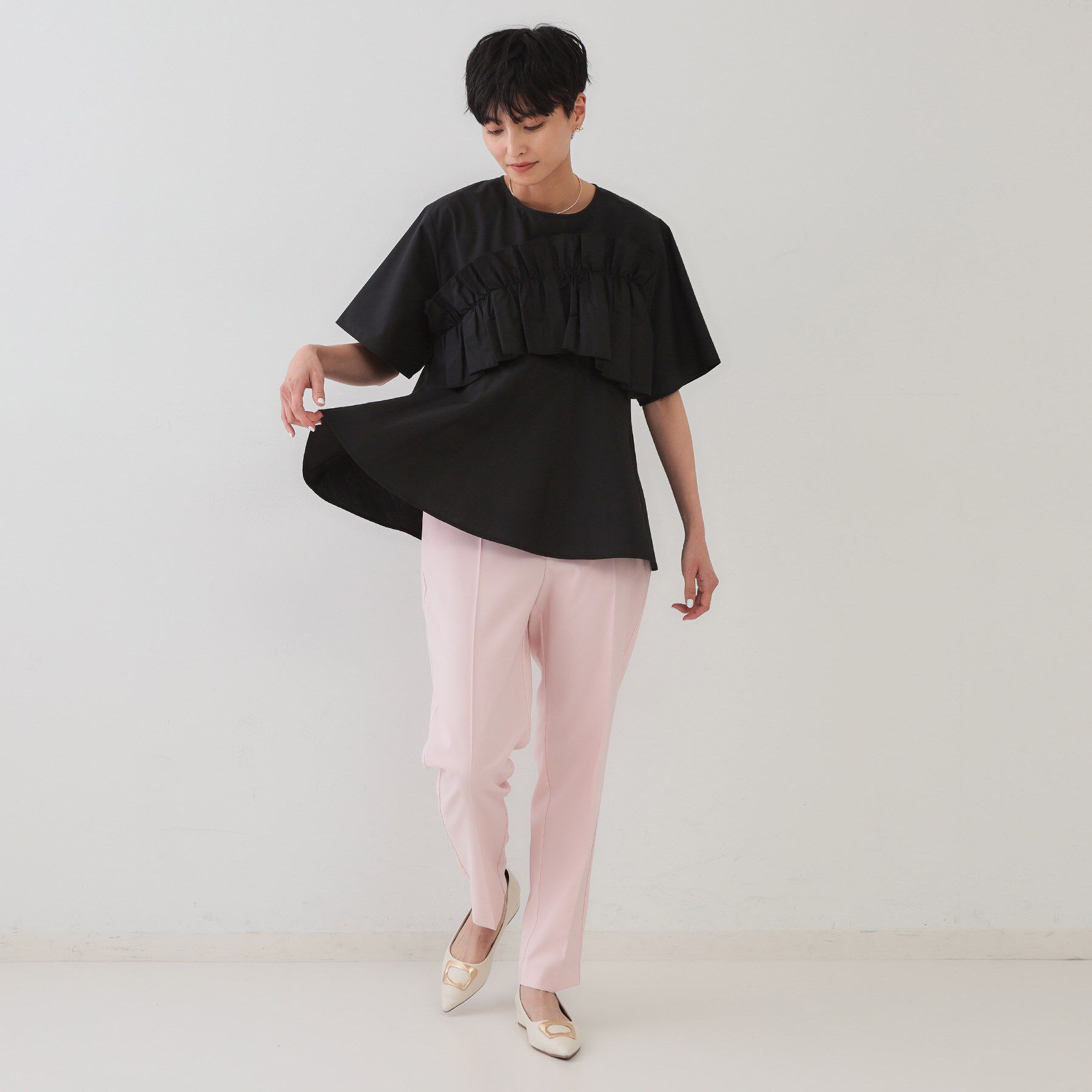 OPAQUE.CLIP「フリルデザインペプラムブラウス【洗濯機洗い可】」|シャツ・ブラウス|