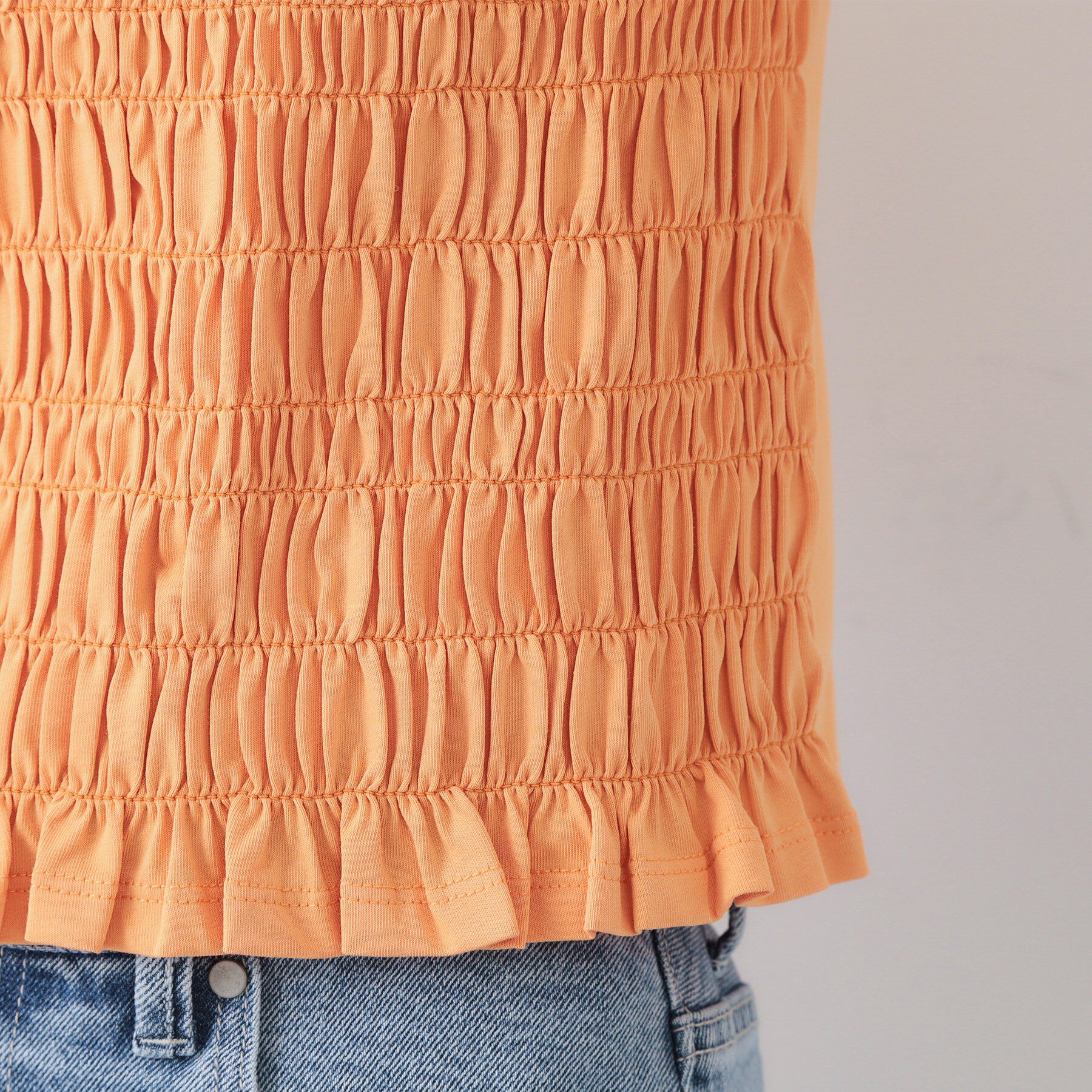 OPAQUE.CLIP「シャーリングショートTシャツ【洗濯機洗い可】」|Tシャツ・カットソー|