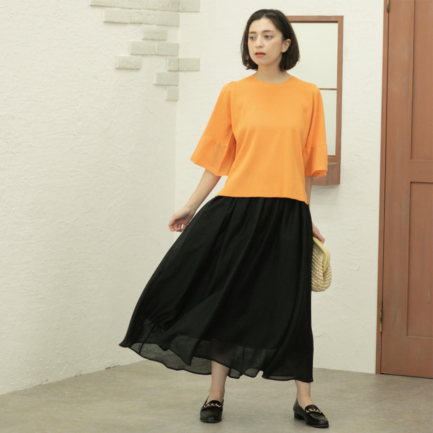 OPAQUE.CLIP「《5色展開》シアーフレアスリーブニット【洗濯機洗い可】」|ニット・セーター|