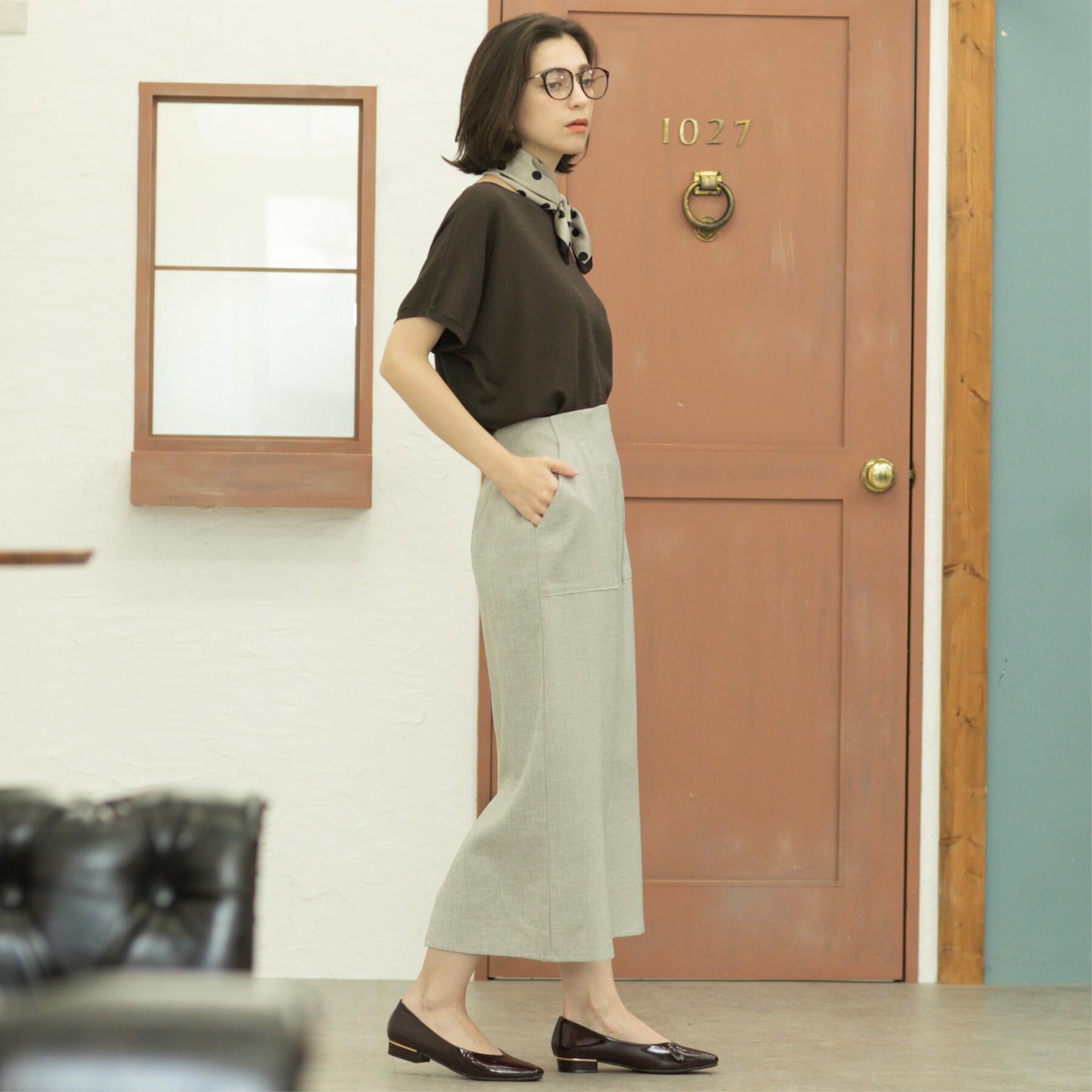 OPAQUE.CLIP「《美人百花掲載》ストレッチリネンライクタイトスカート【洗濯機洗い可】」|スカート|