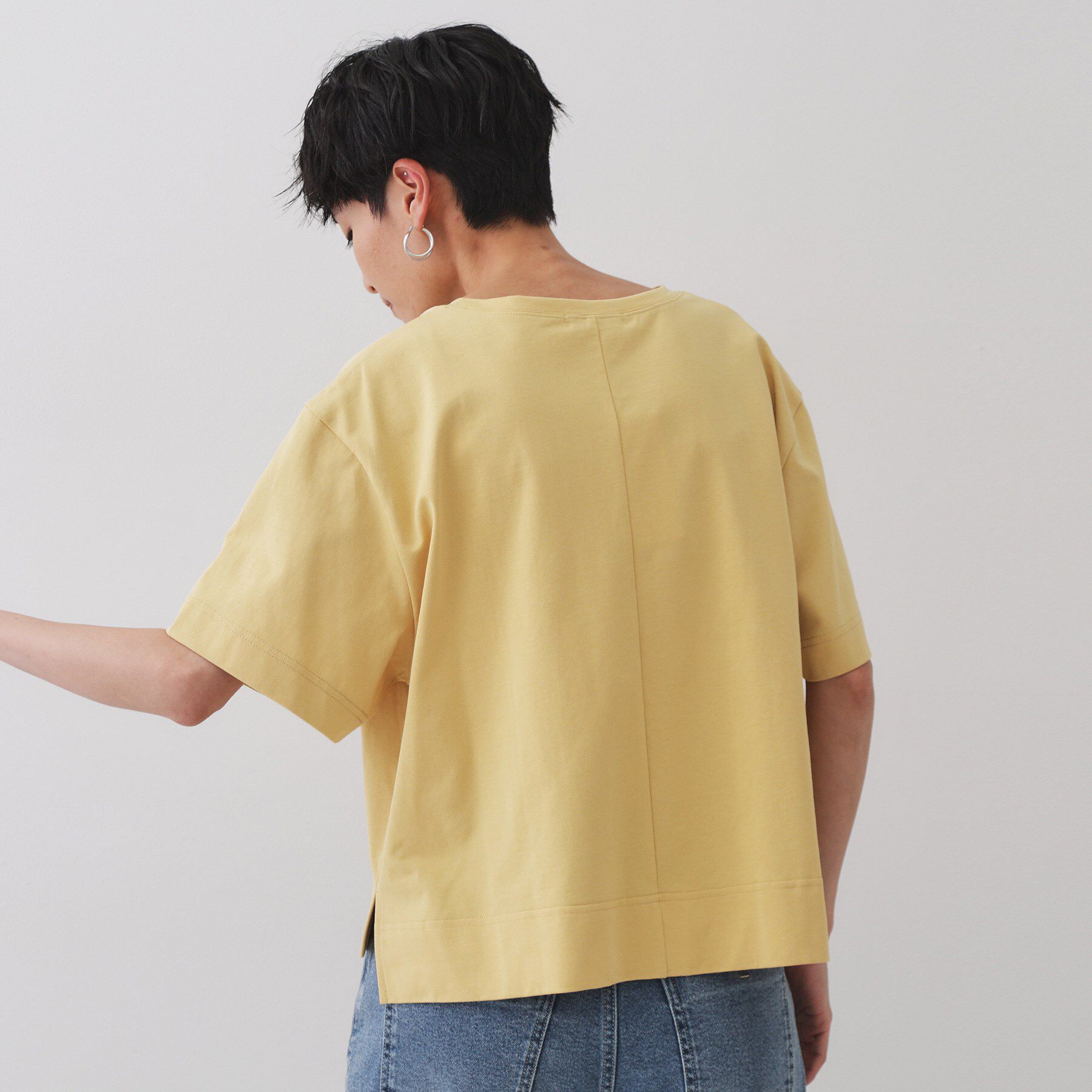 OPAQUE.CLIP「刺繍ロゴワイドシルエットTシャツ【洗濯機洗い可】」|Tシャツ・カットソー|