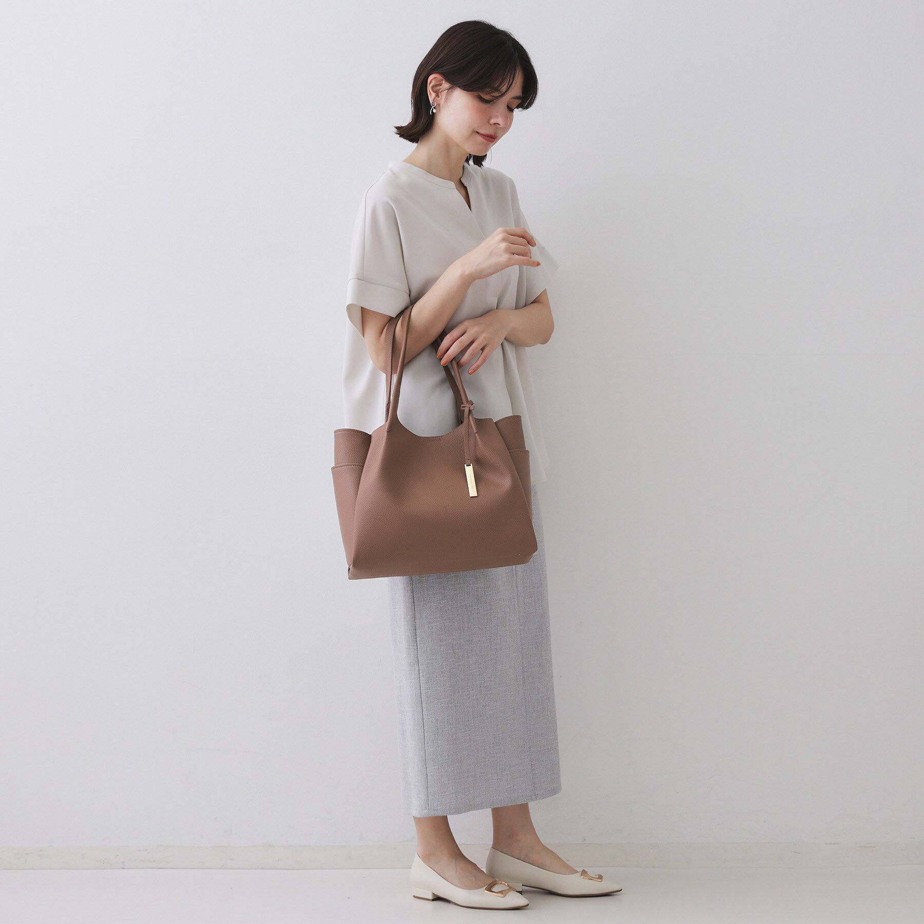 OPAQUE.CLIP「【軽量/多ポケット】ワイドマチ付きシュリンクトートバッグ」|トートバッグ|