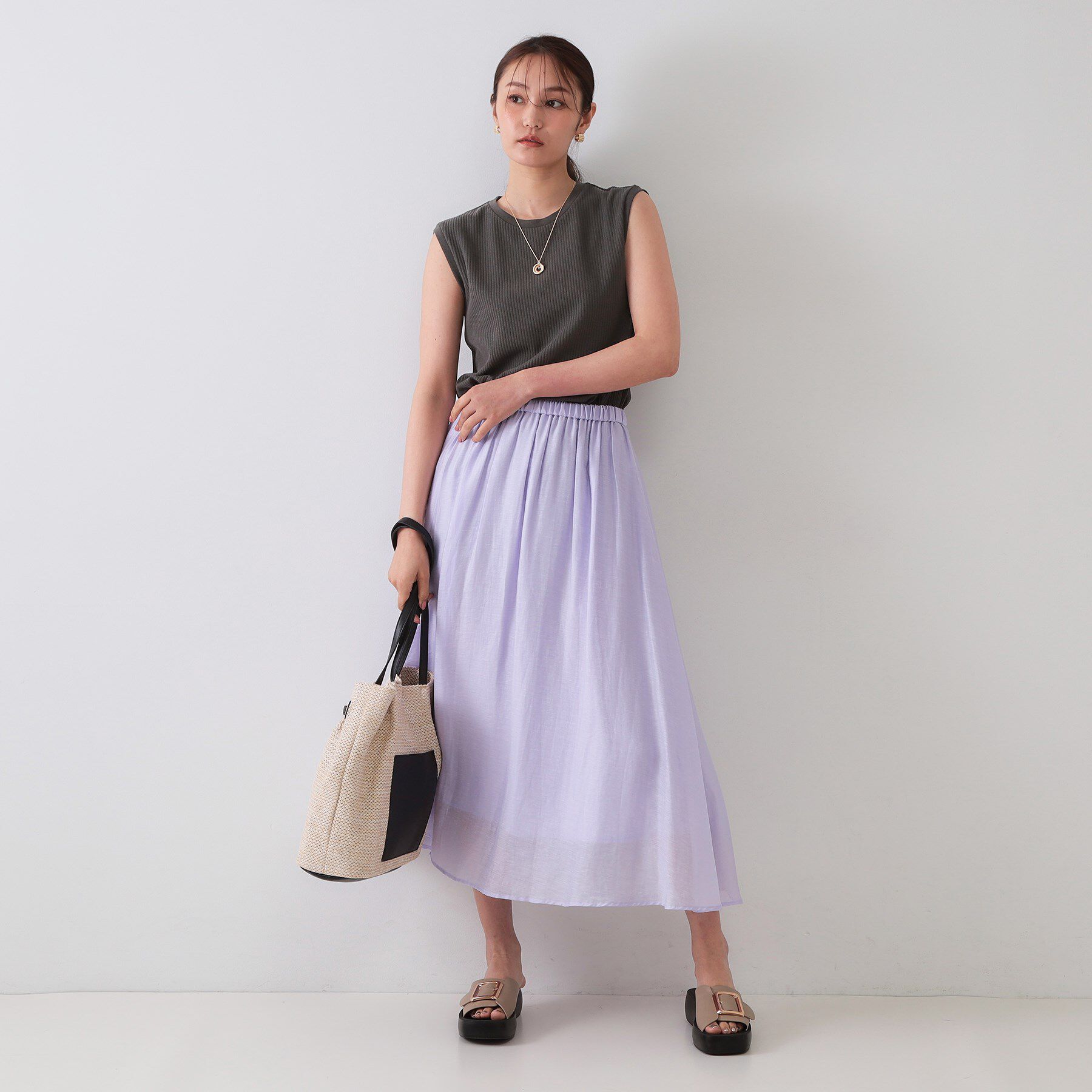 OPAQUE.CLIP「ノースリーブリブカットソー【洗濯機洗い可】」|Tシャツ・カットソー|