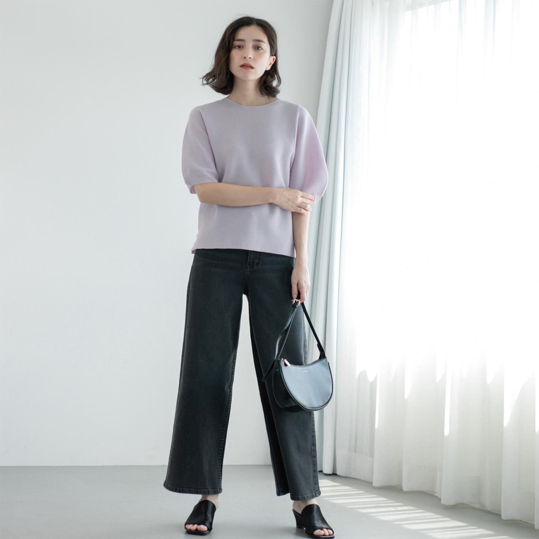 OPAQUE.CLIP「ガーターボリュームスリーブニット【UVケア/洗濯機洗い可】」|ニット・セーター|