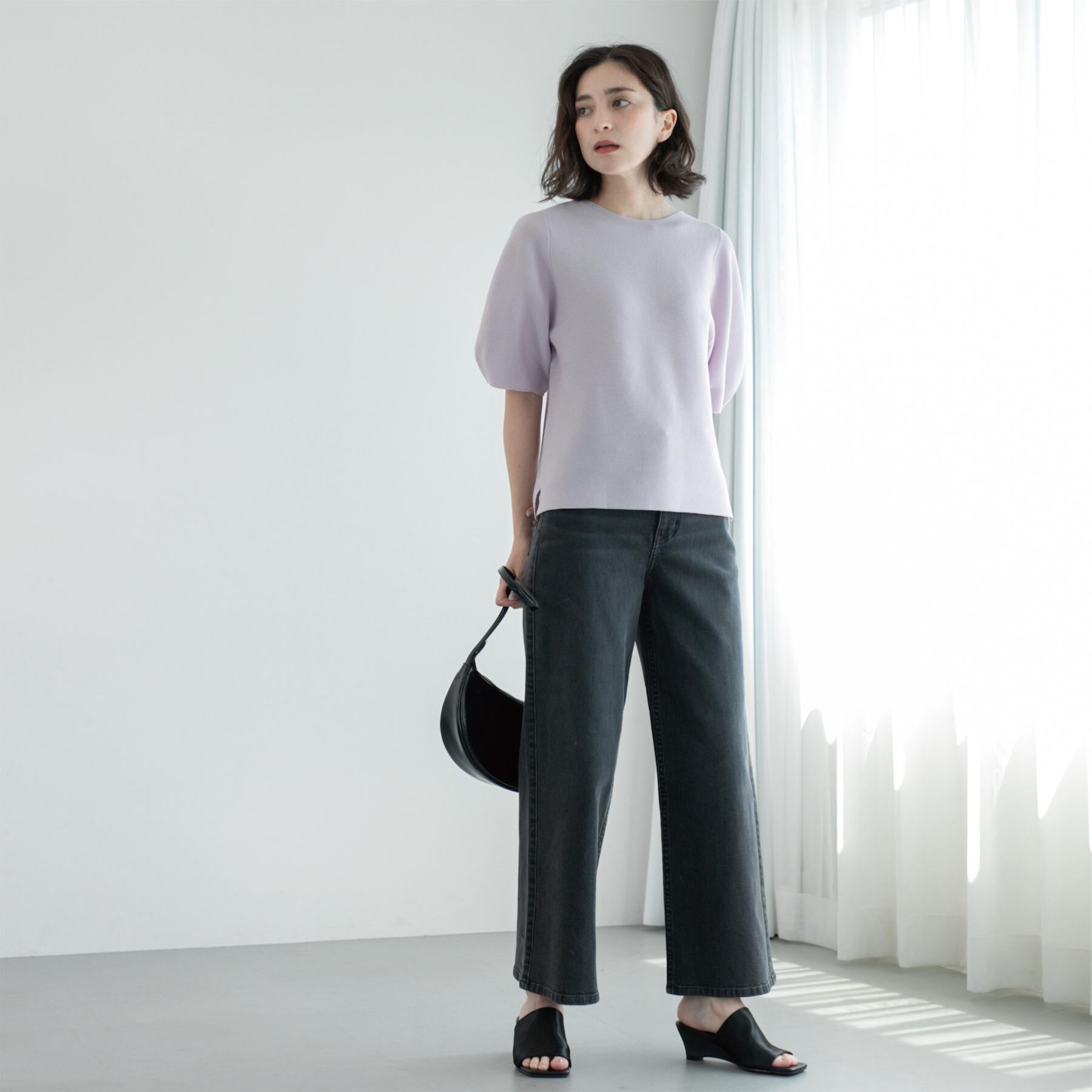 OPAQUE.CLIP「ガーターボリュームスリーブニット【UVケア/洗濯機洗い可】」|ニット・セーター|