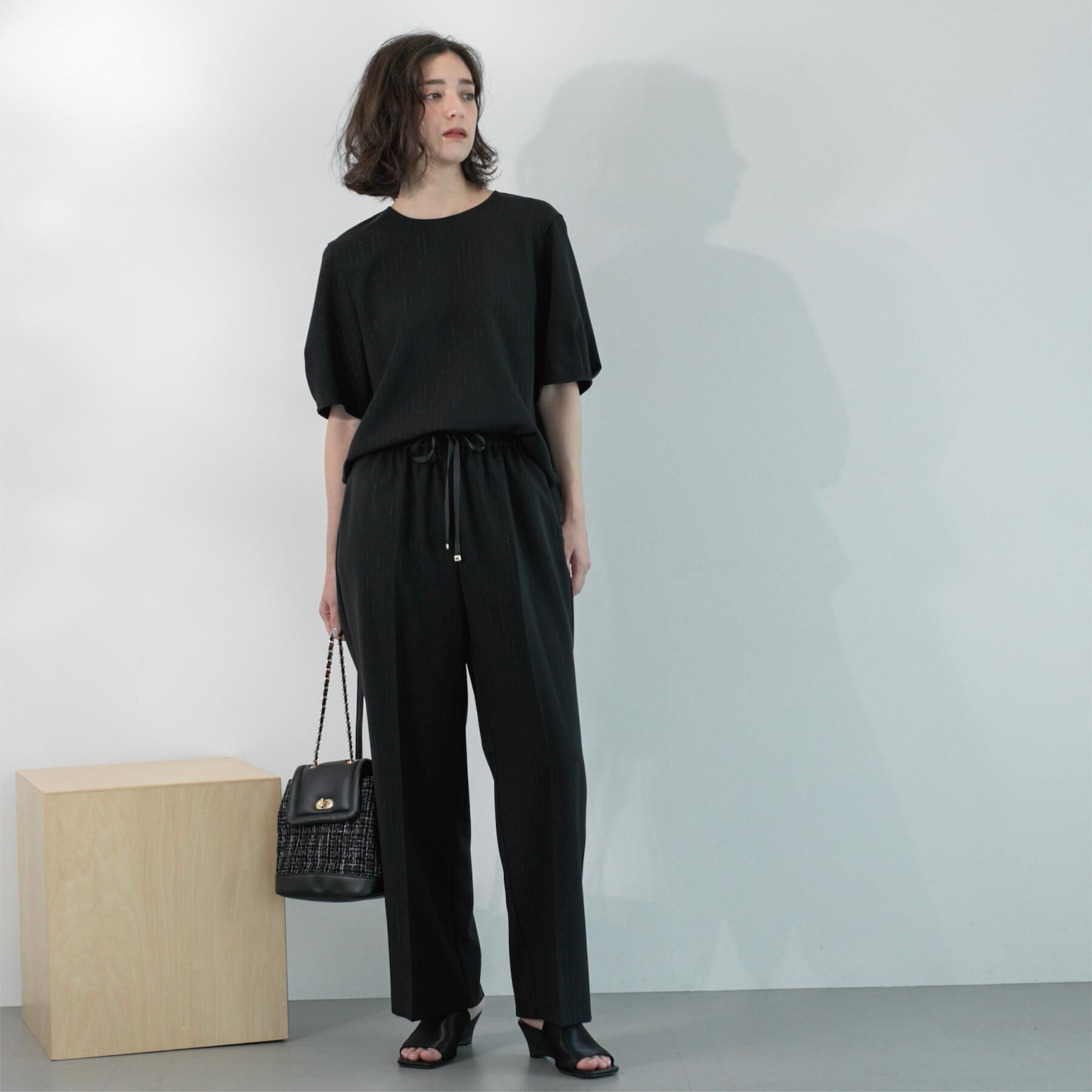 OPAQUE.CLIP「ラメストライプタックスリーブブラウス/セットアップ可【洗濯機洗い可/防シワ/吸水速乾】」|シャツ・ブラウス|