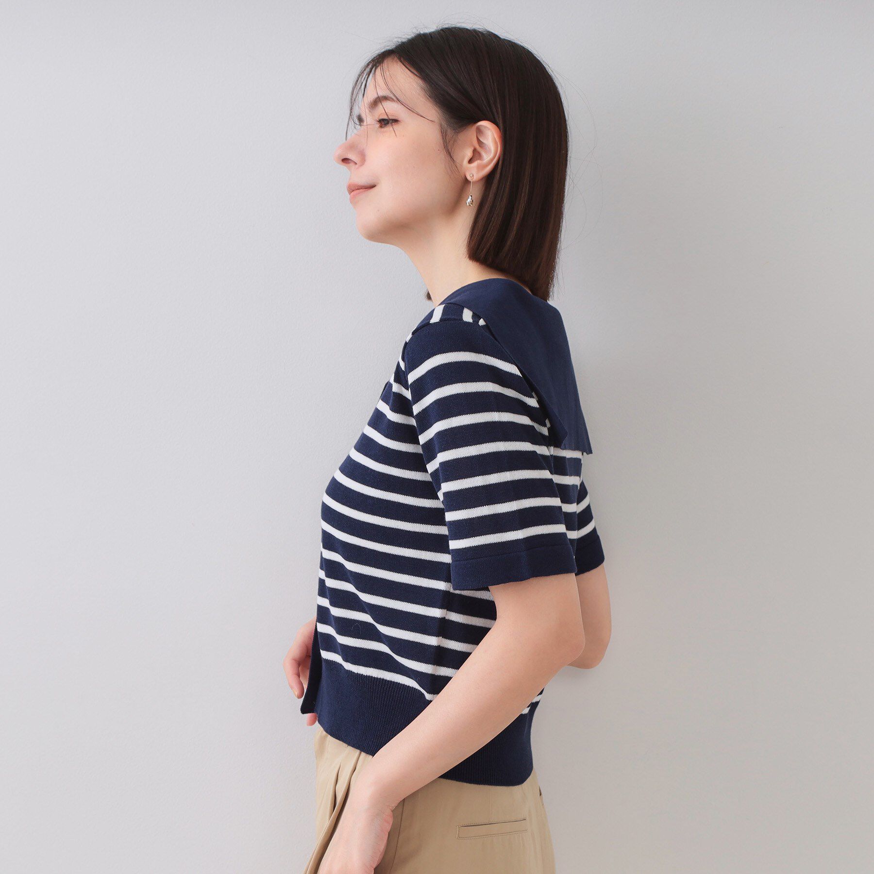 OPAQUE.CLIP「セーラーカラーボーダーニット【洗濯機洗い可】」|ニット・セーター|