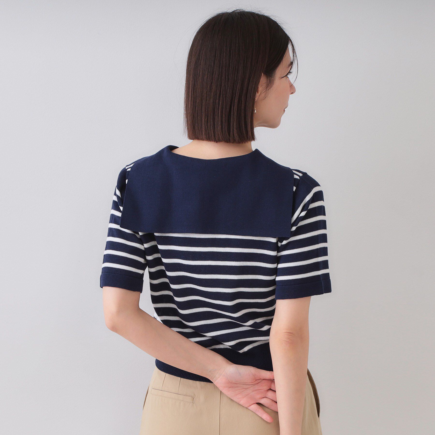 OPAQUE.CLIP「セーラーカラーボーダーニット【洗濯機洗い可】」|ニット・セーター|