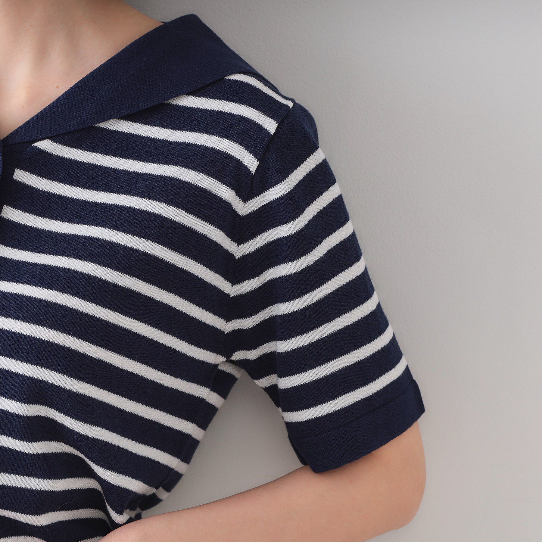 OPAQUE.CLIP「セーラーカラーボーダーニット【洗濯機洗い可】」|ニット・セーター|