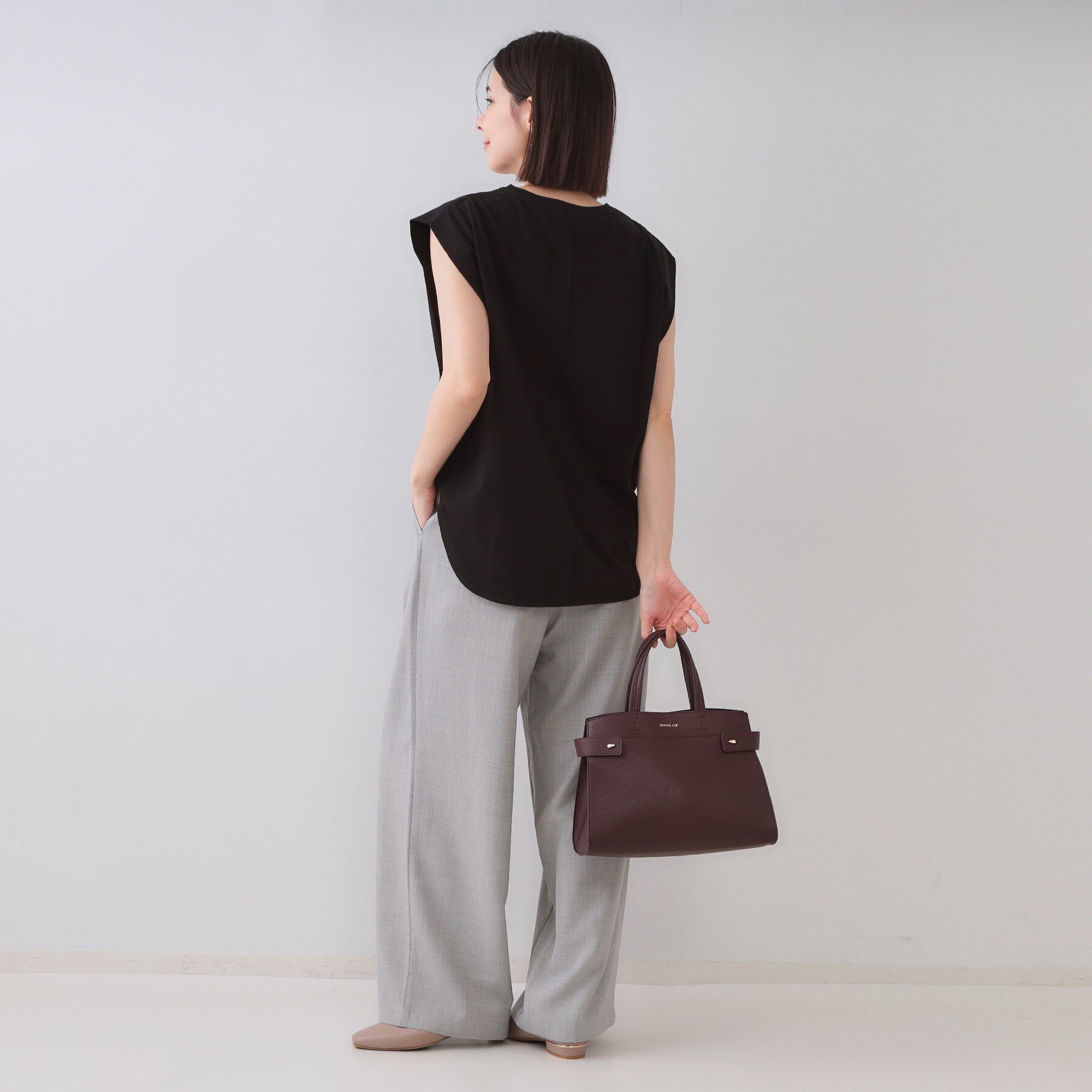 OPAQUE.CLIP「ボクシーノースリーブカットソー【洗濯機洗い可】」|Tシャツ・カットソー|