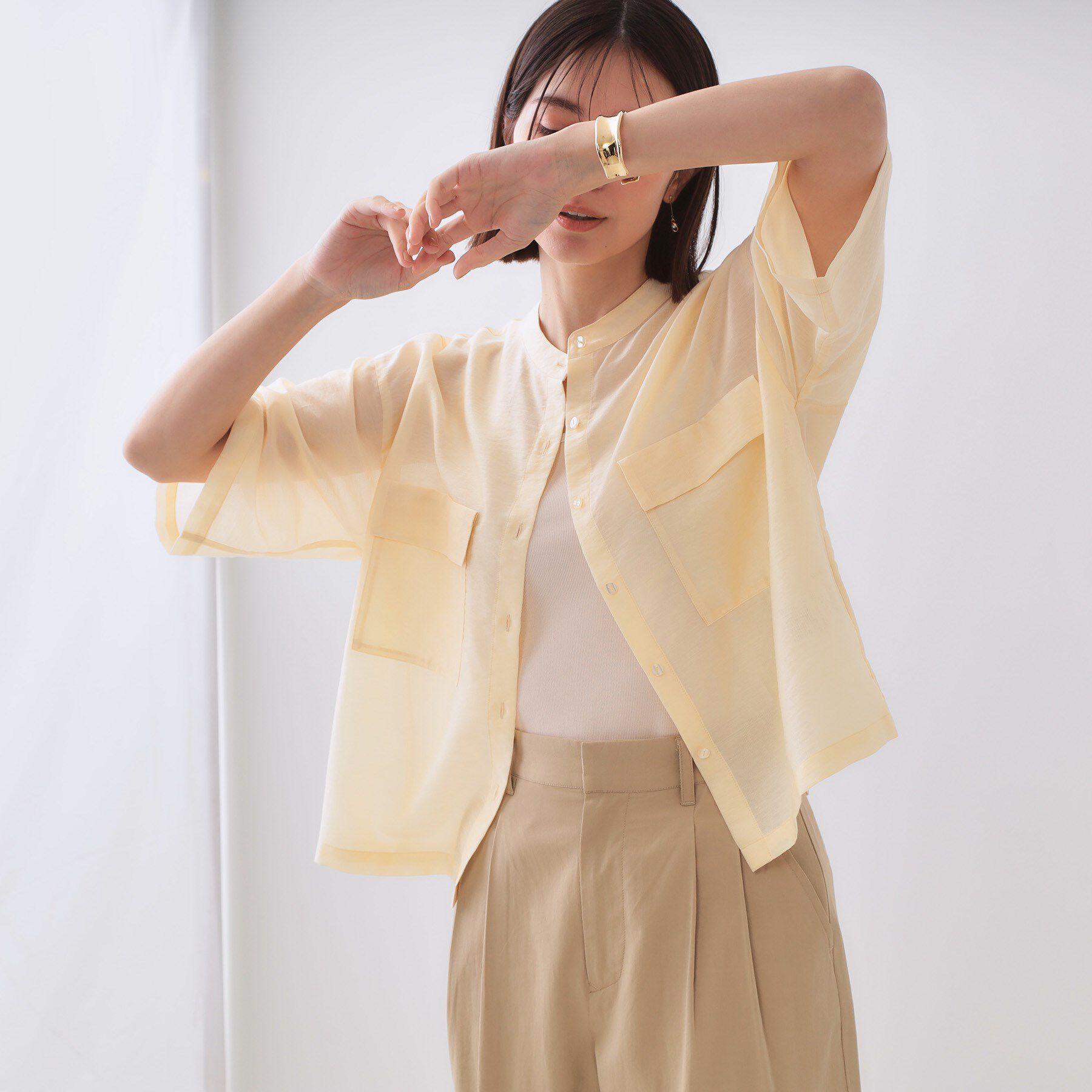 OPAQUE.CLIP「シアーダブルポケットシャツ【洗濯機洗い可】」|シャツ・ブラウス|