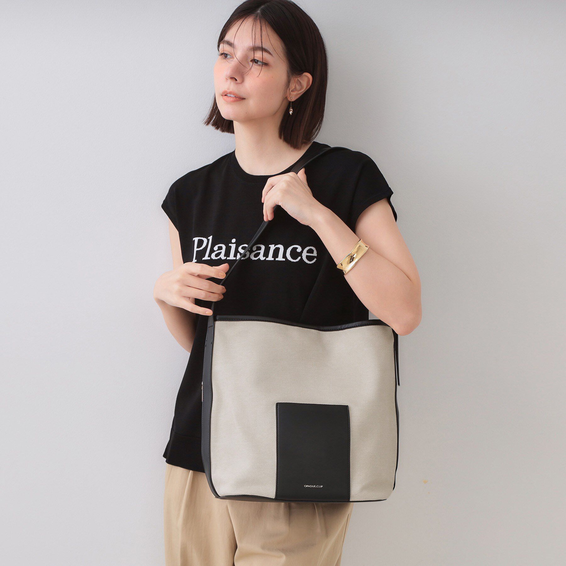 OPAQUE.CLIP「キャンバス調合皮ワンハンドルショルダーバッグ」|ショルダー・メッセンジャー|